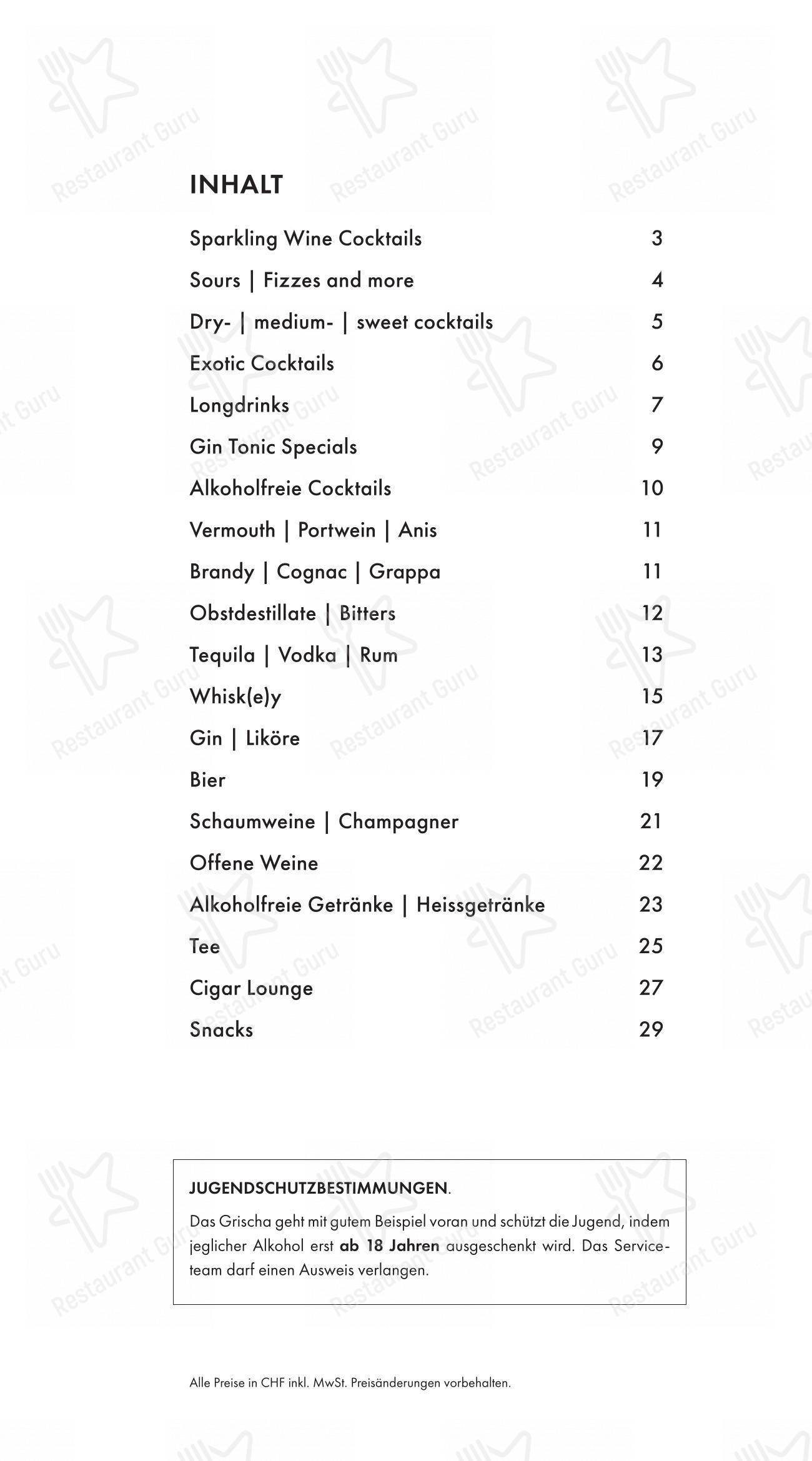 Menu per Pulsa Fonduestube pub & bar