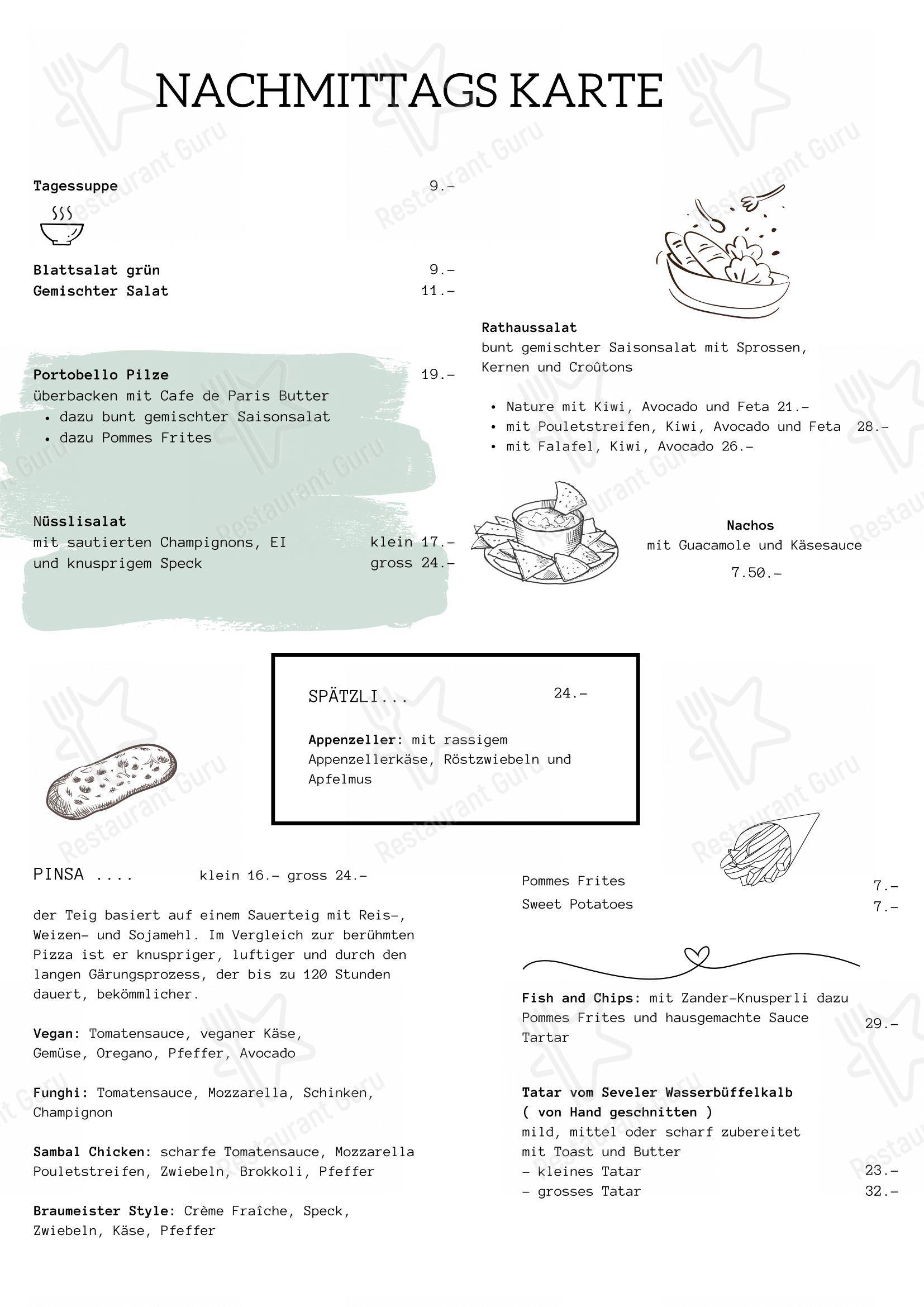 菜单 per Restaurant Bar Rathaus ristorante