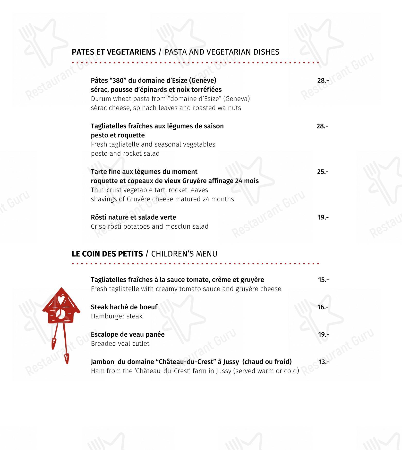 Restaurant Les Armures in Ginevra - Menu