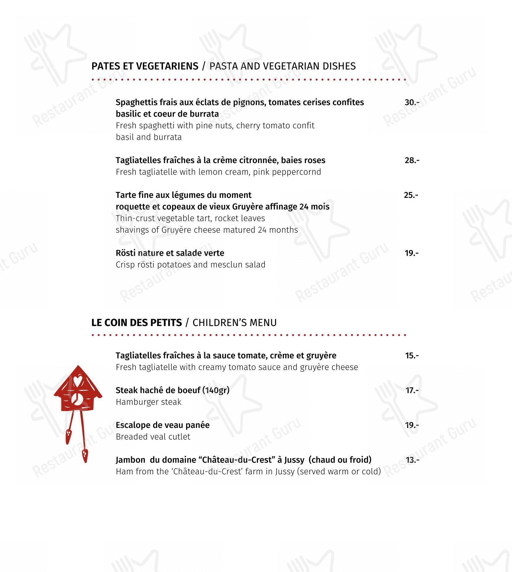 菜单 per Restaurant Les Armures in Ginevra