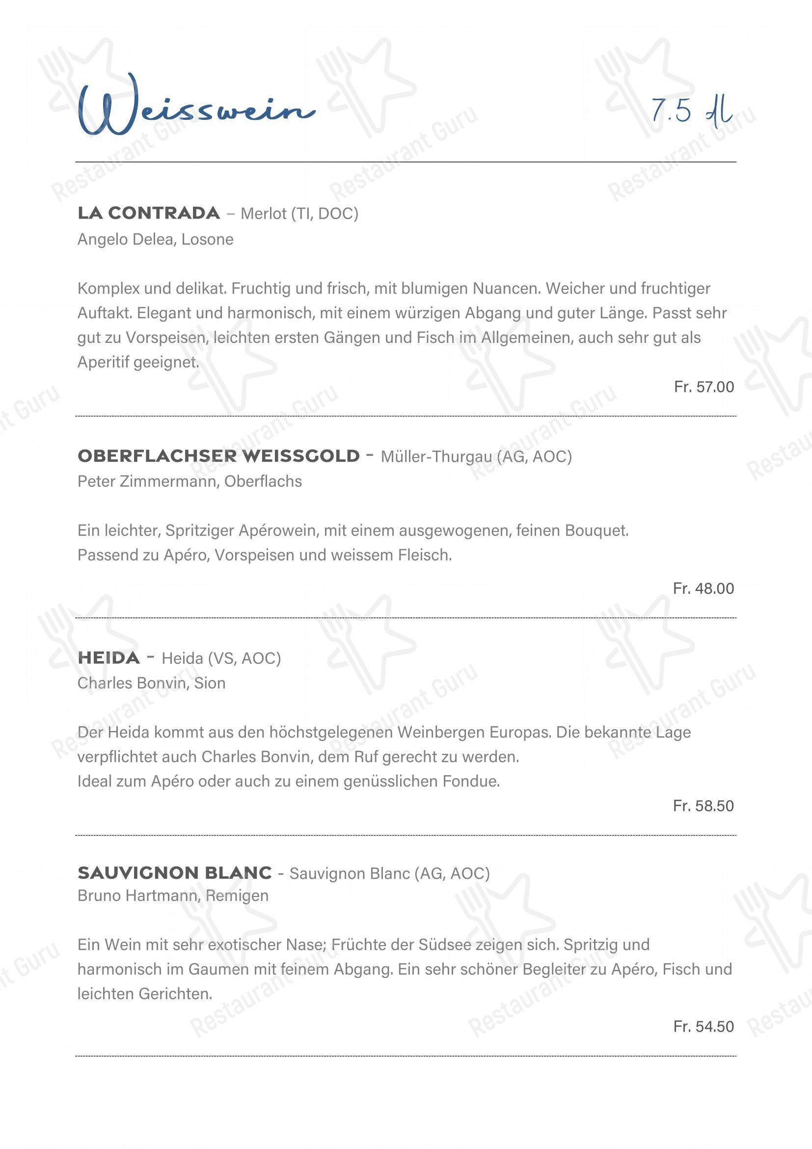 Menu di Restaurant Rütihof, Gränichen - 菜单