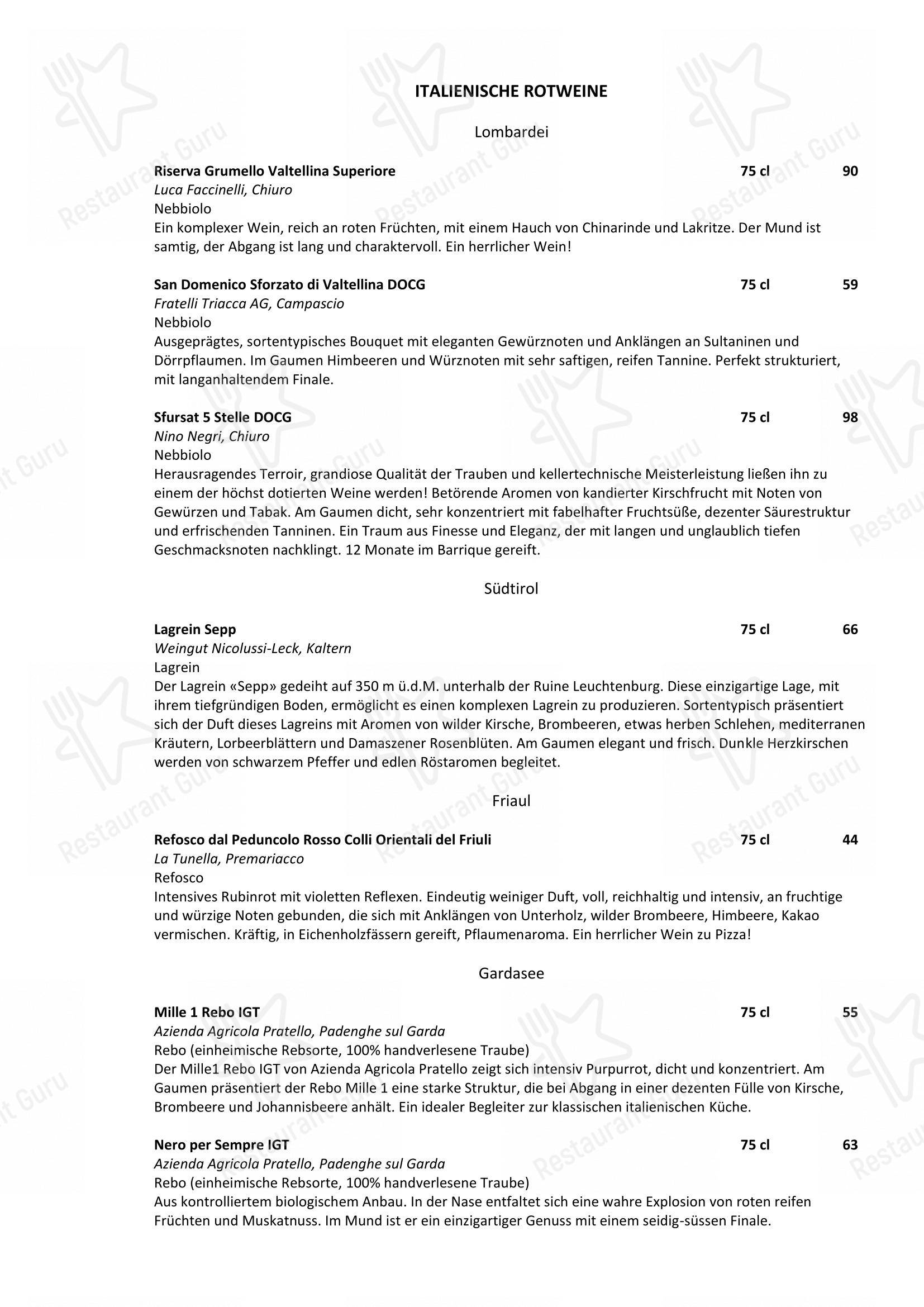 Menu bar per Restaurant Sonne in San Maurizio