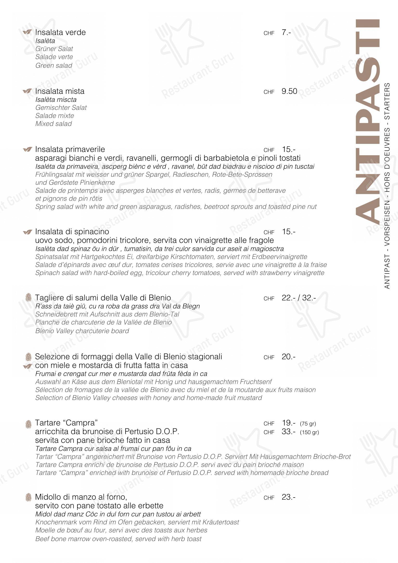 Menu di Ristorante Campra Il Ritrovo - Детское