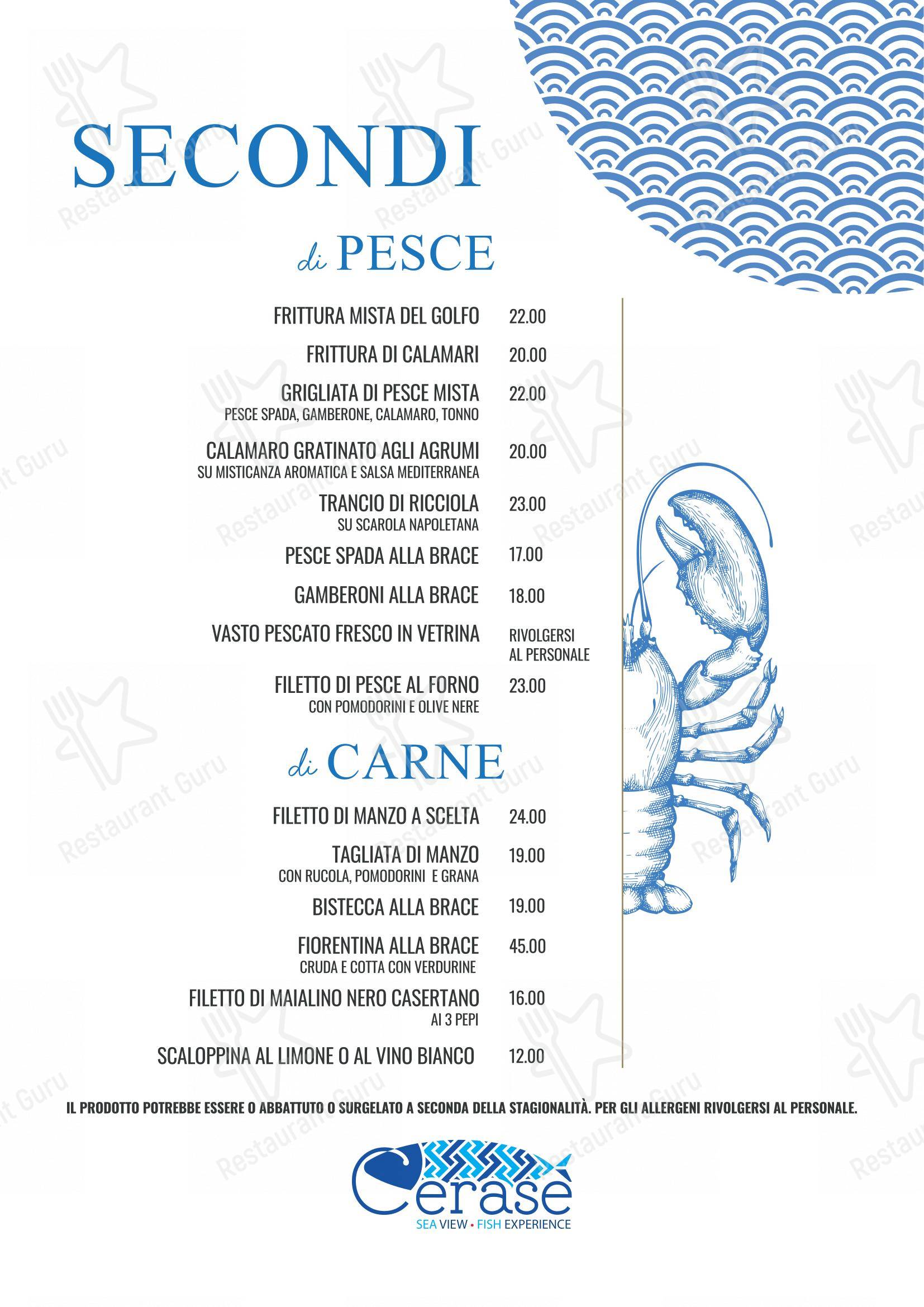 Ristorante Cerasè in Vico Equense - Menu