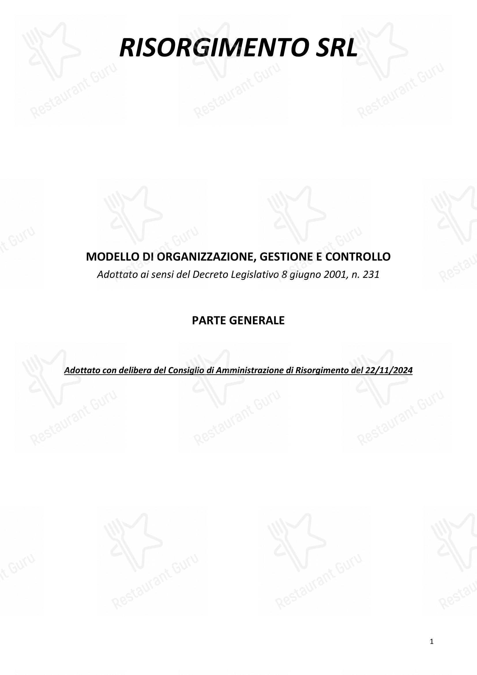 Menu per Ristorante Del Cambio ristorante