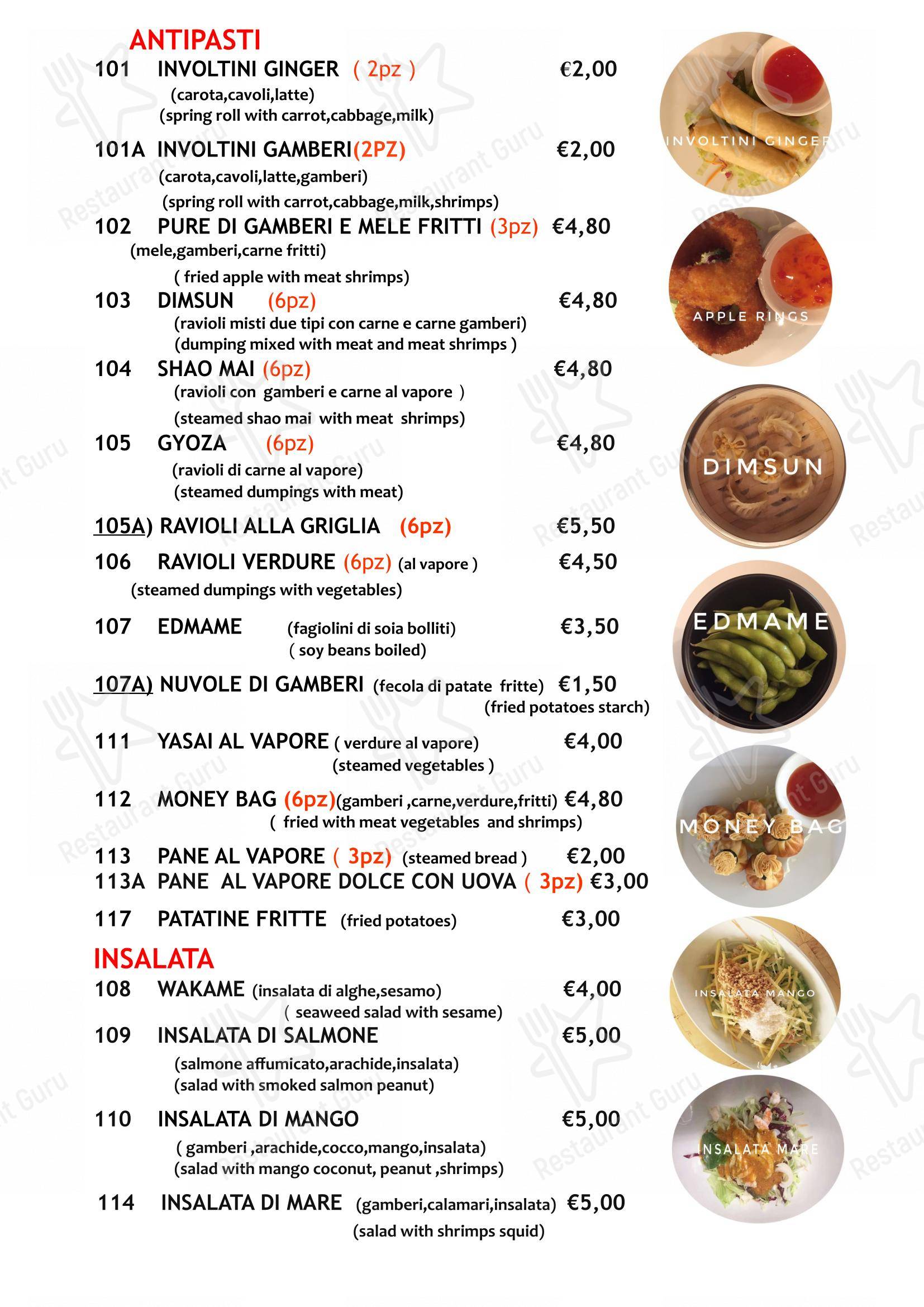 Menu di Ristorante Ginger - Menu