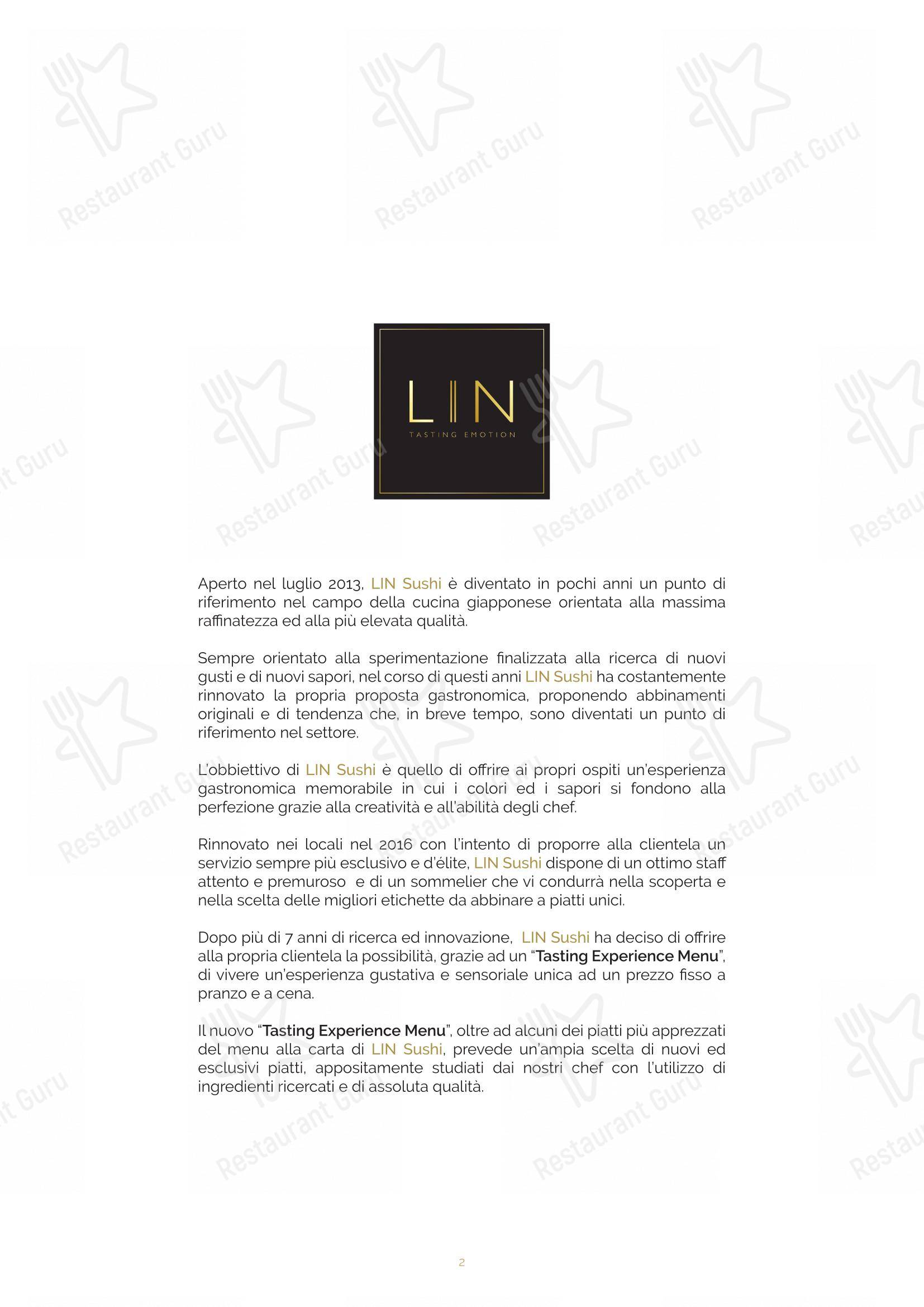 Menu di Ristorante Lin Tasting Emotion - Menu bar