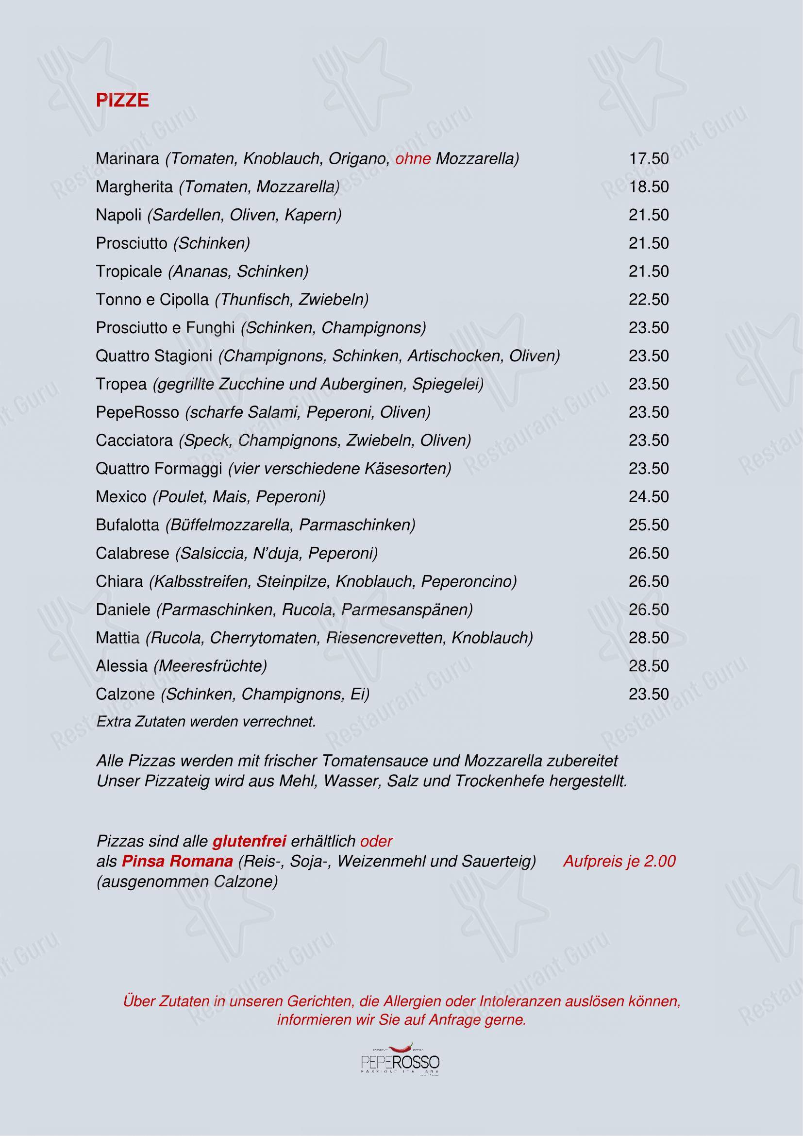 菜单 per Ristorante Il Posto del PepeRosso ristorante