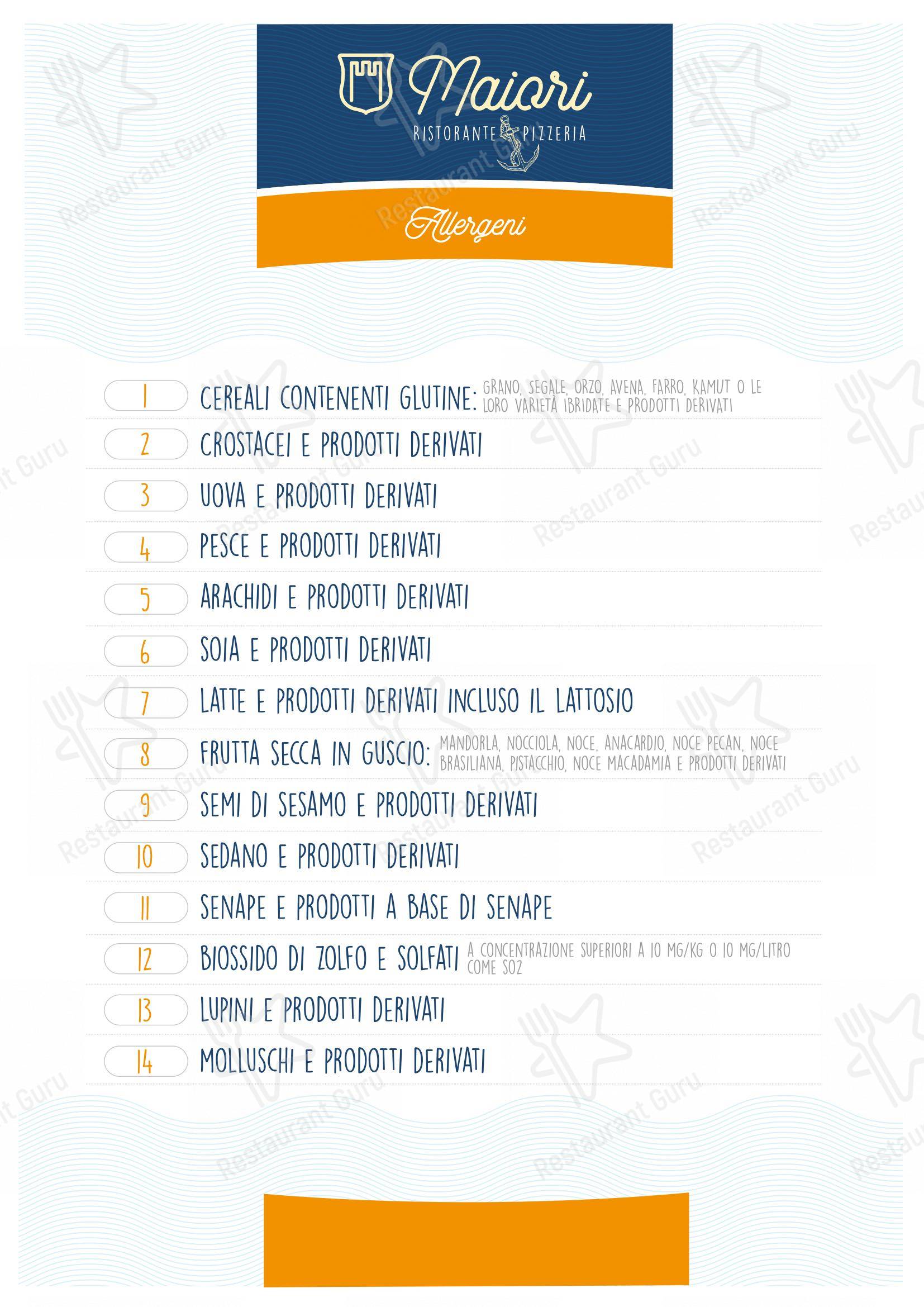 Menu per Ristorante Pizzeria Maiori in Saronno