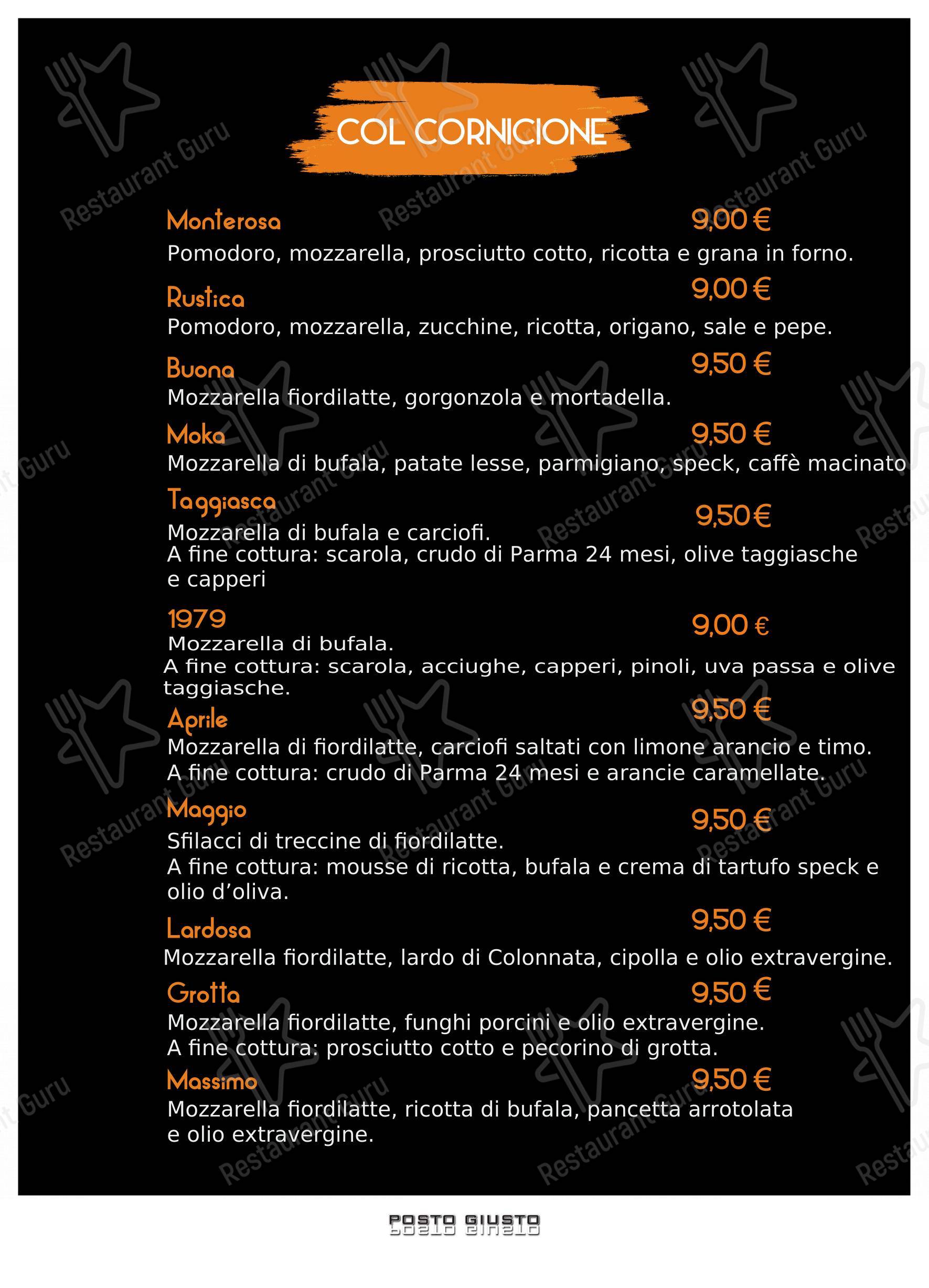 Menu per Pizzeria Posto Giusto pizzeria