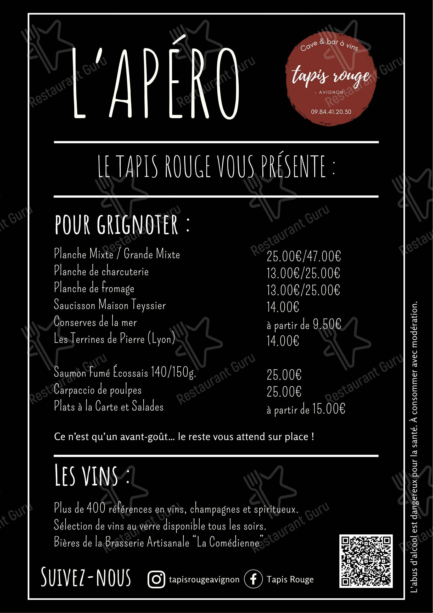 TAPIS ROUGE dans Avignon - Menu bar