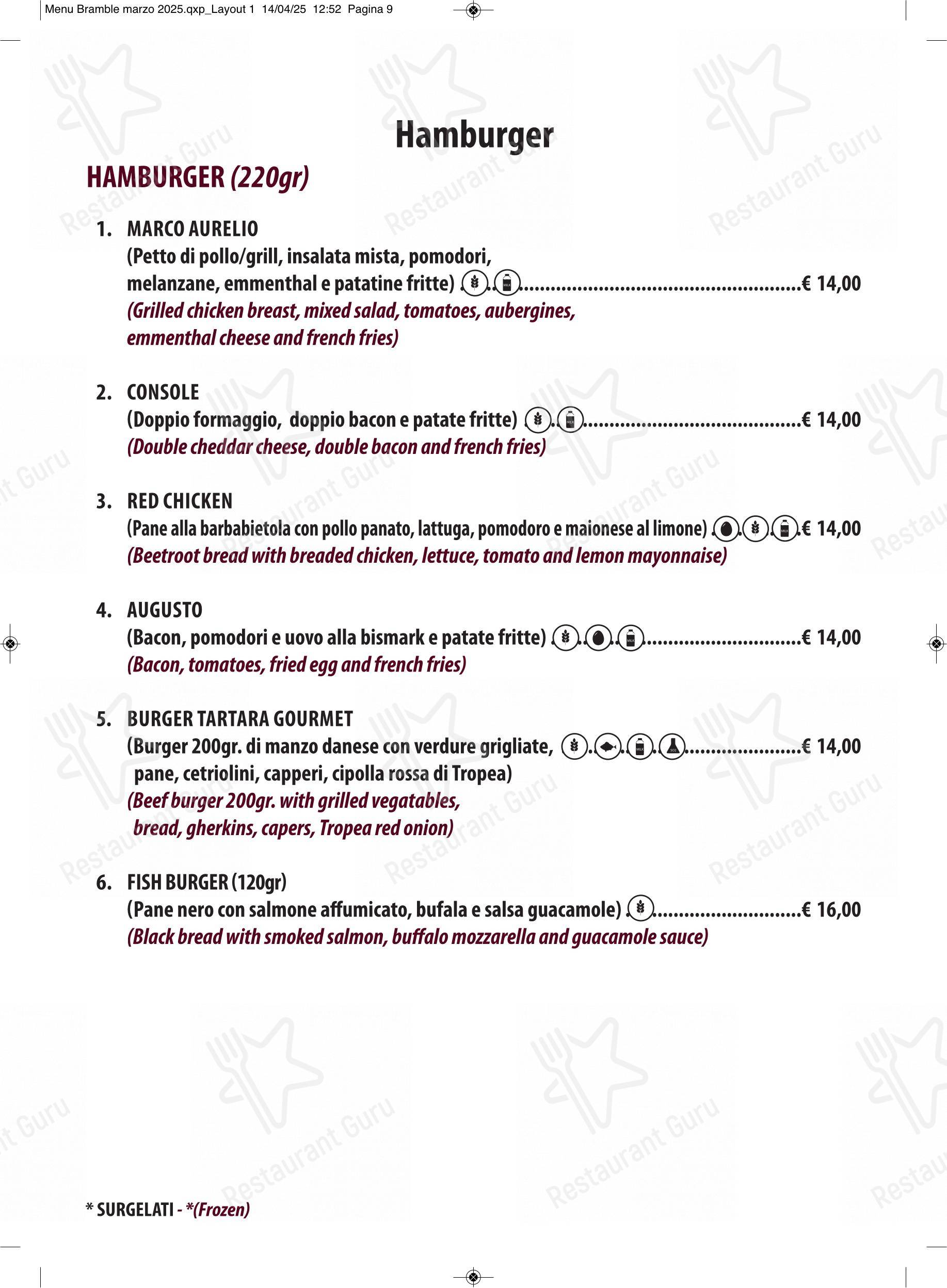 Menu per The Bramble Bar & Kitchen in Roma