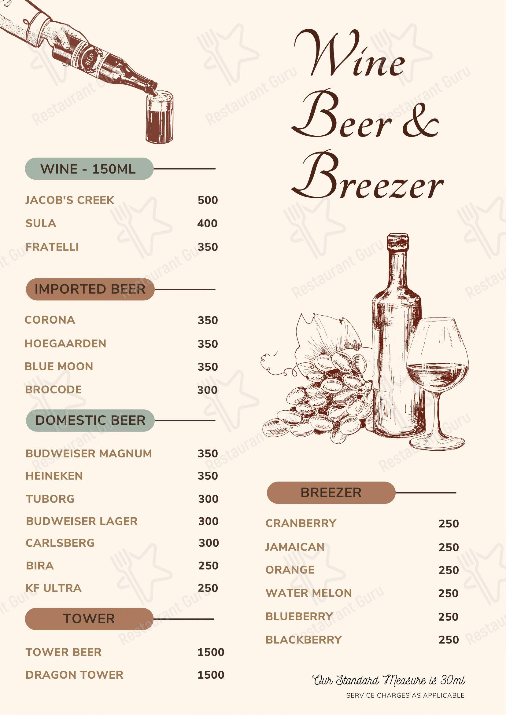 Menu bar for Way To Fly Restopub Pubs near me in Pondicherry Dance Floor DJ Nights Best Nightlife in Pondicherry Nightclub in Puducherry