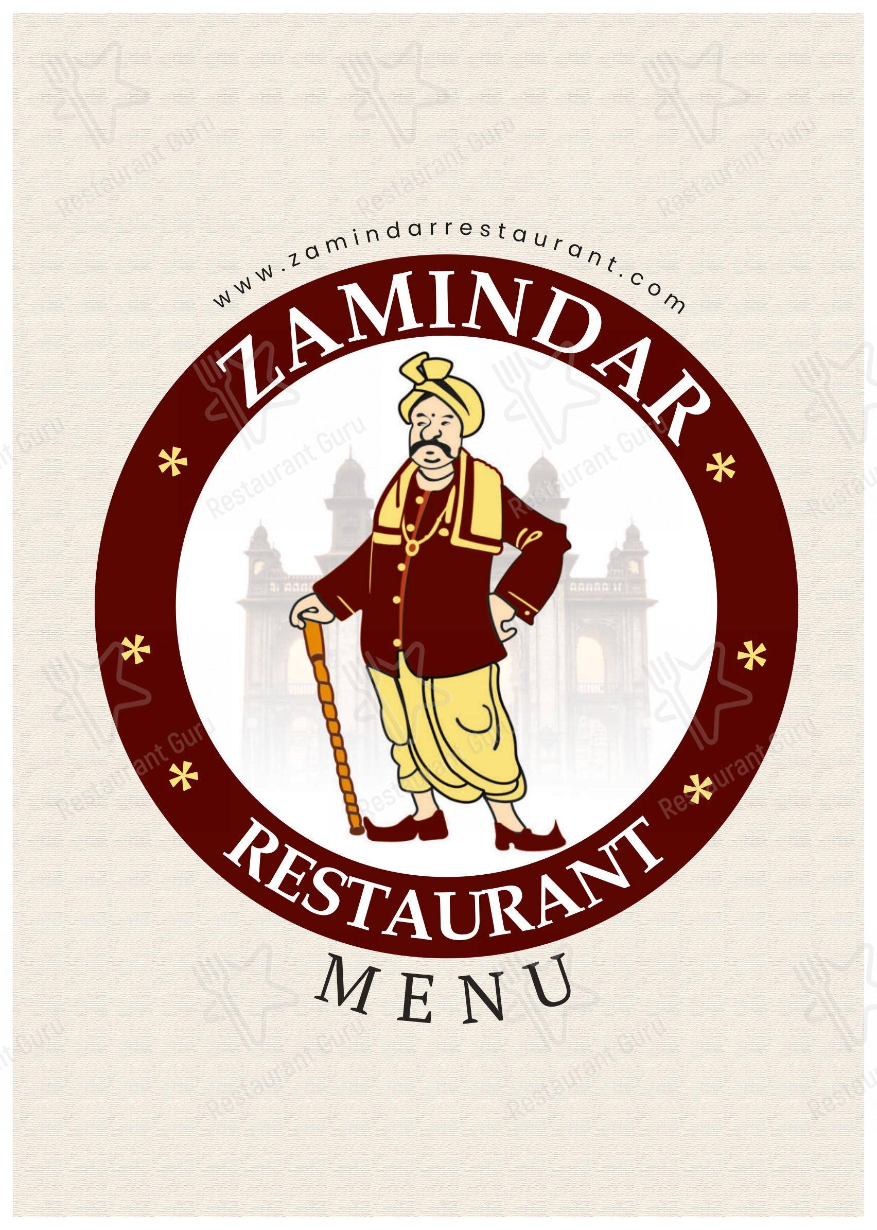 Zamindar Restaurant - Menu