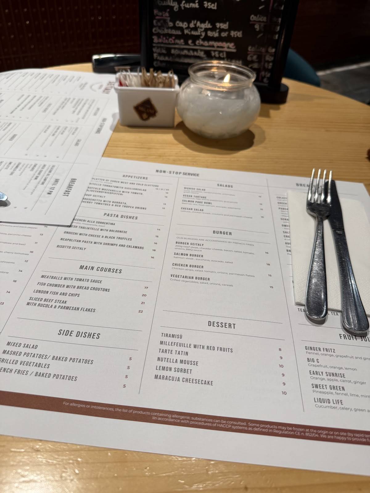 Menu di Seitaly bistro 