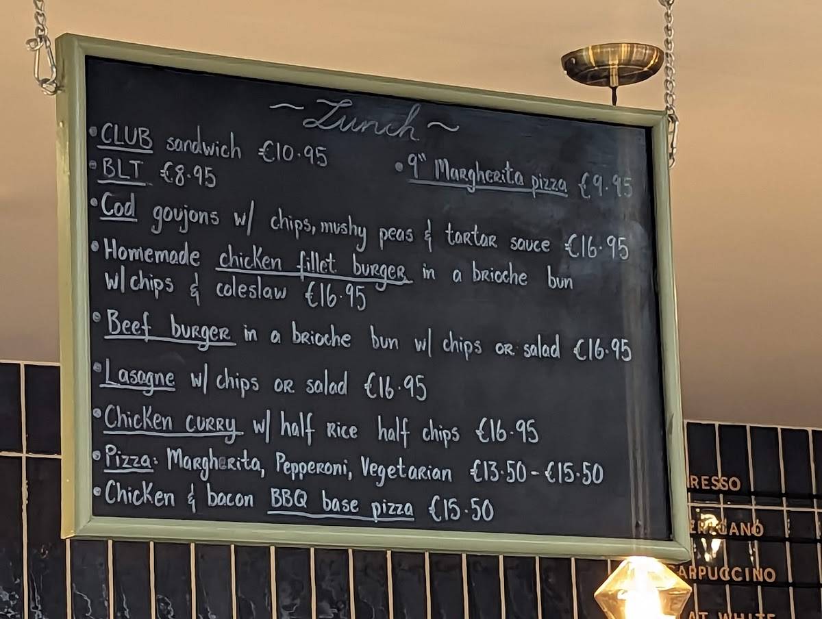 Menu at the Pantry at Dolly's, Ireland