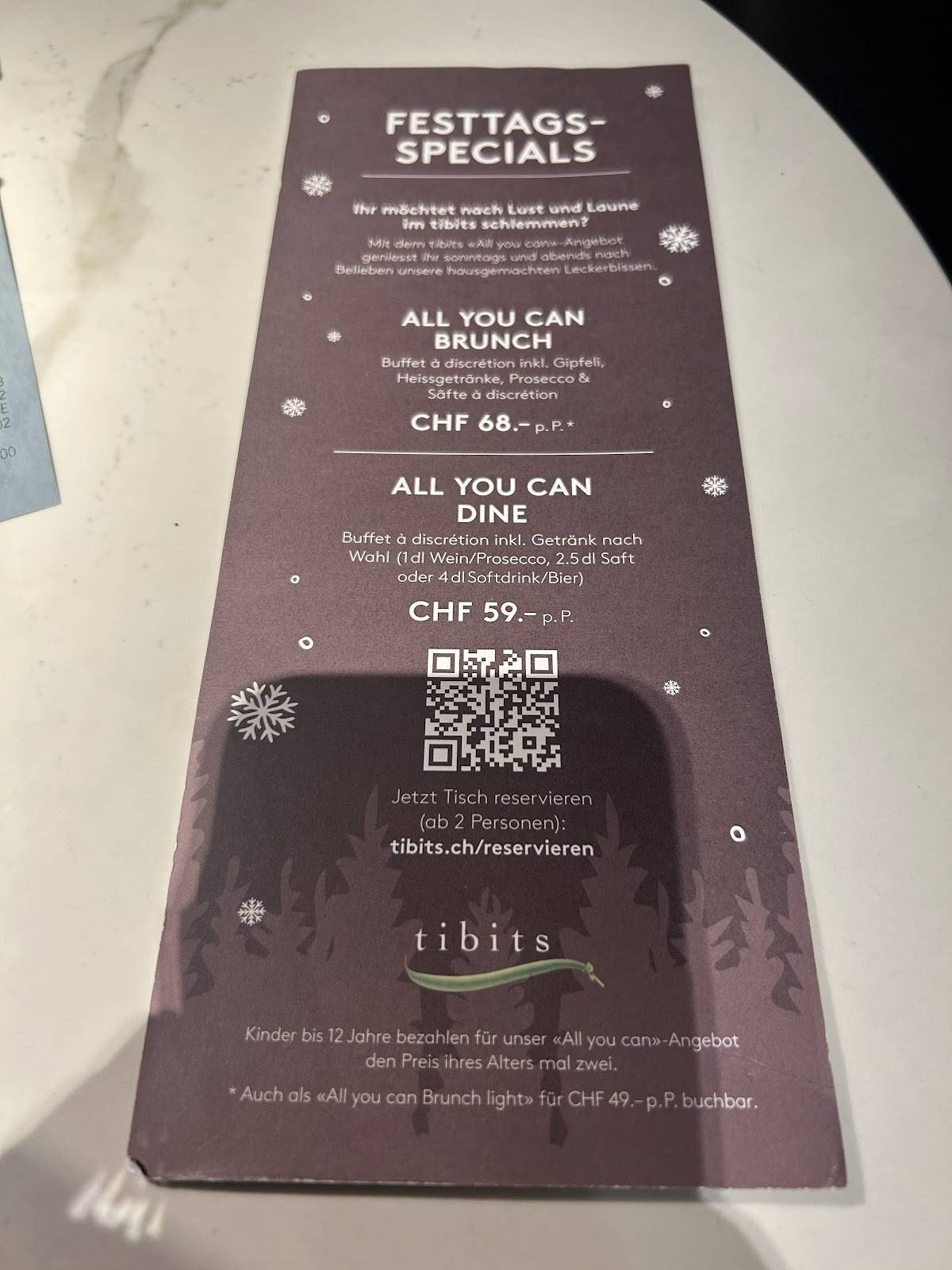 Menu de tibits Bern Gurtengasse