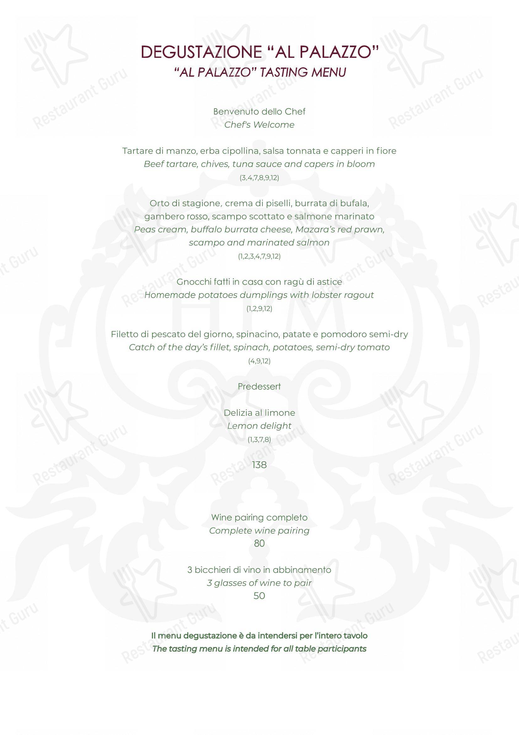 Menu bar per Al Palazzo ristorante