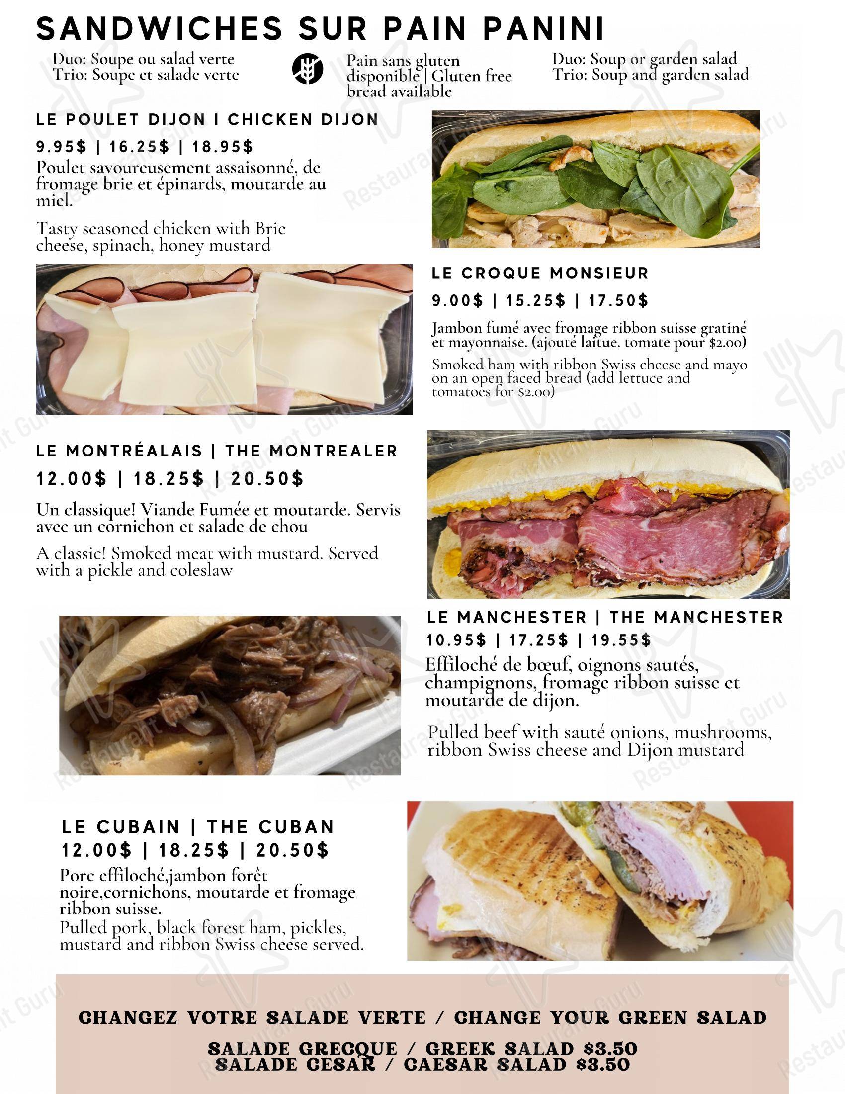Menu pour Cafe Rouge desserts