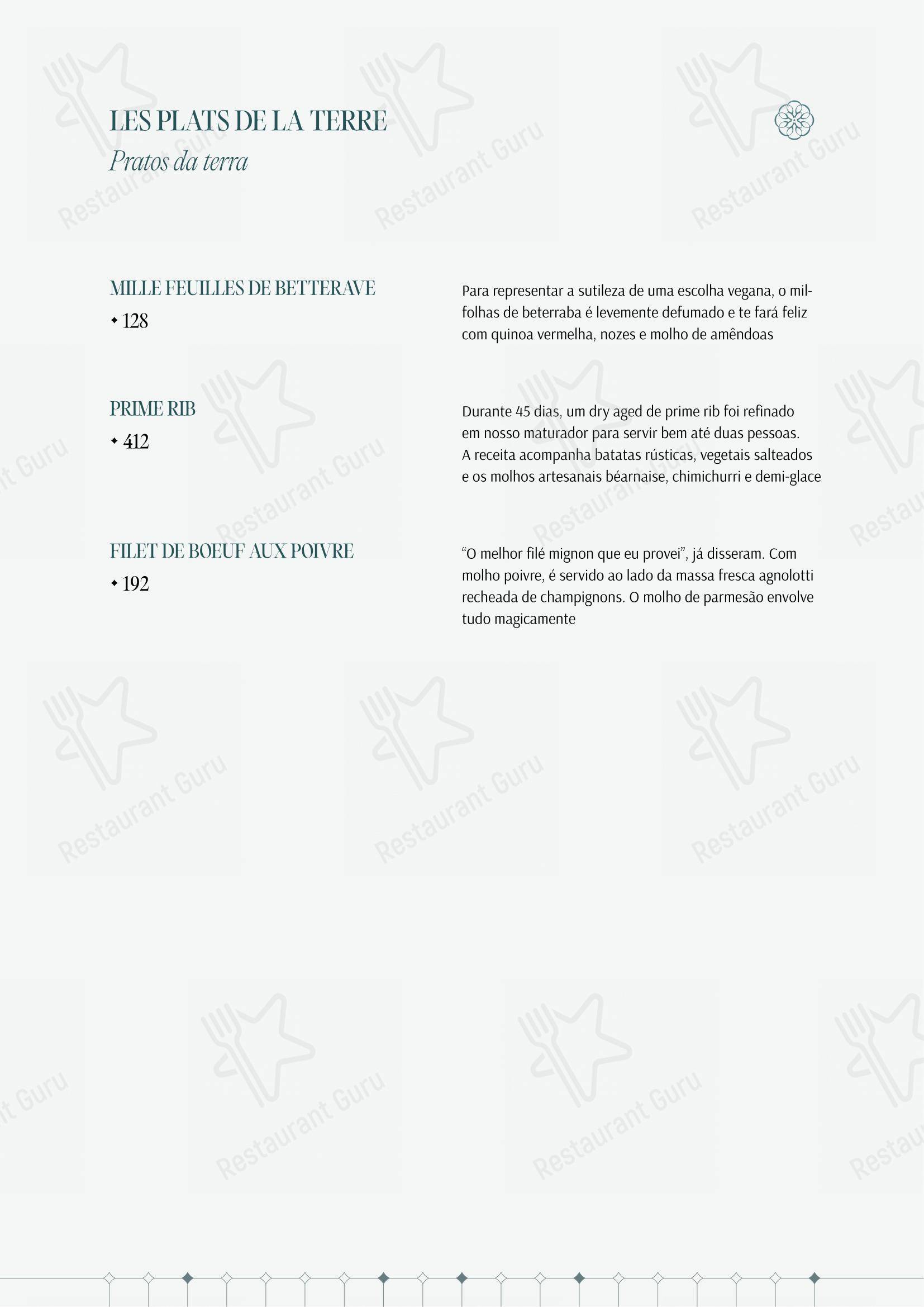 Catherine Restaurant - Menu bar