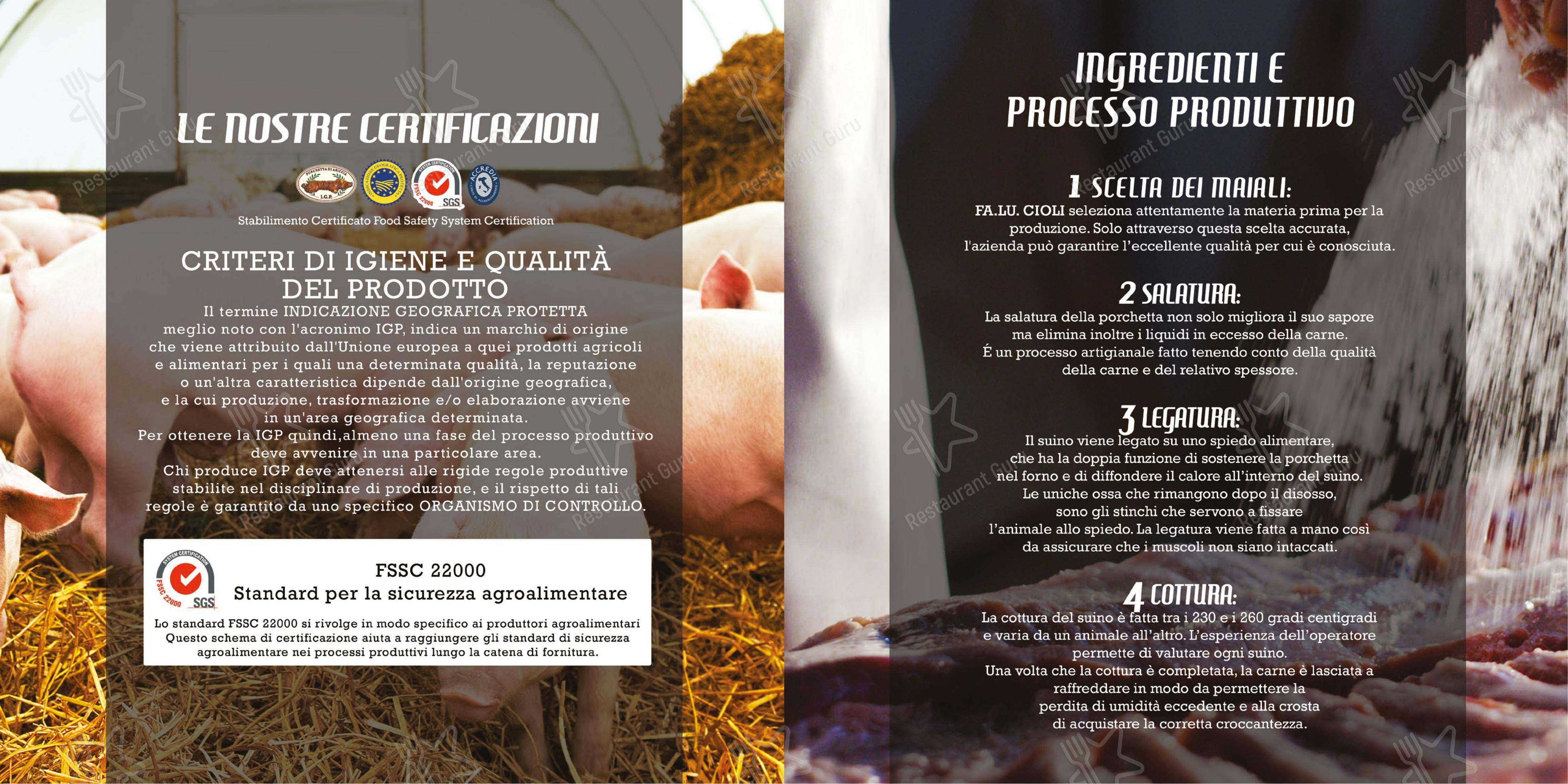 Cioli 1917 - Nettuno in Roma - Menu