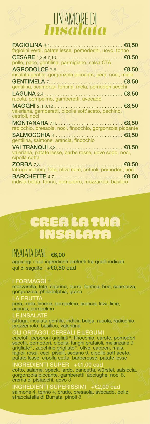 Menu di Contantoamore - Menu