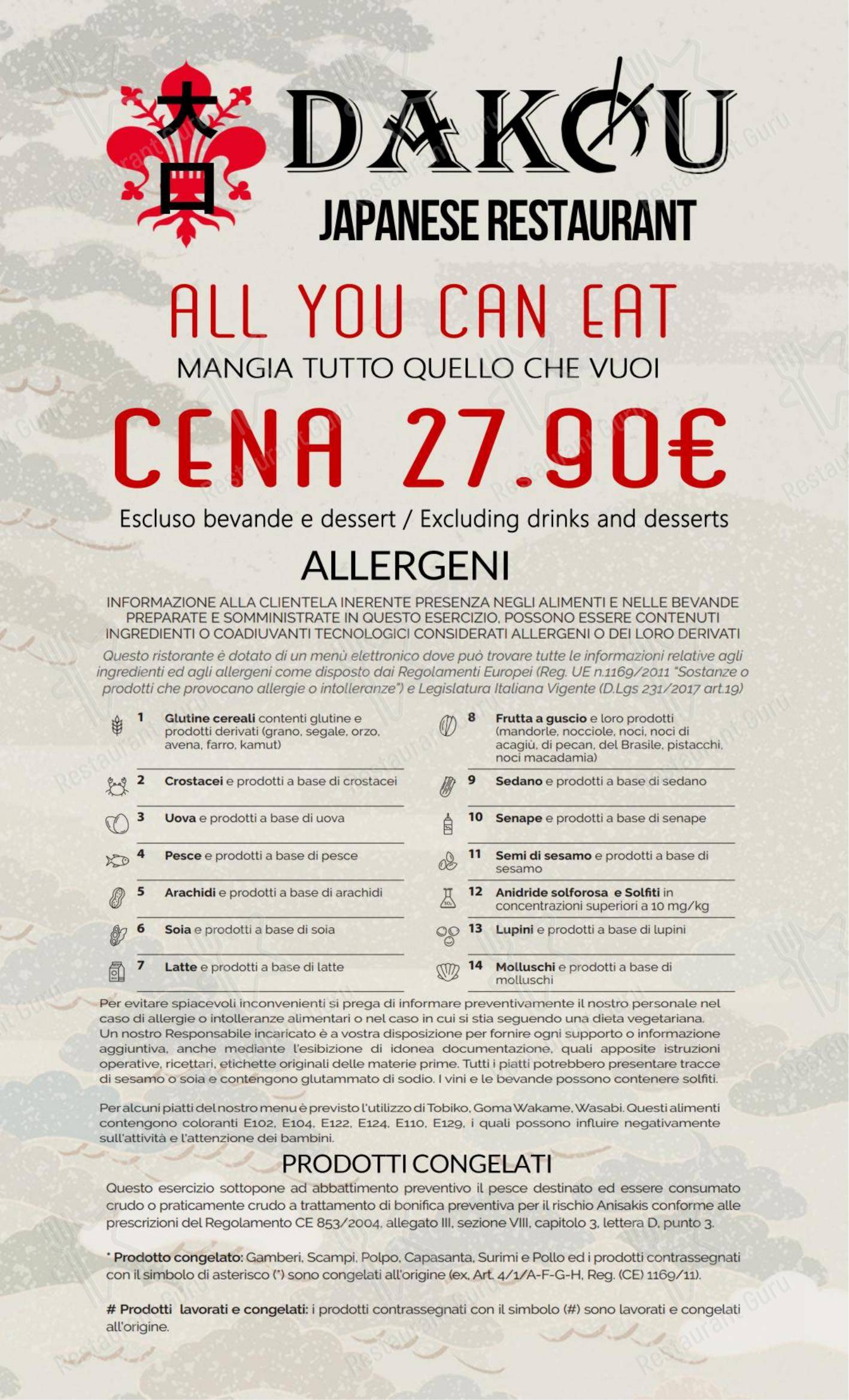 Dakou Sushi Restaurant in Firenze - Menu