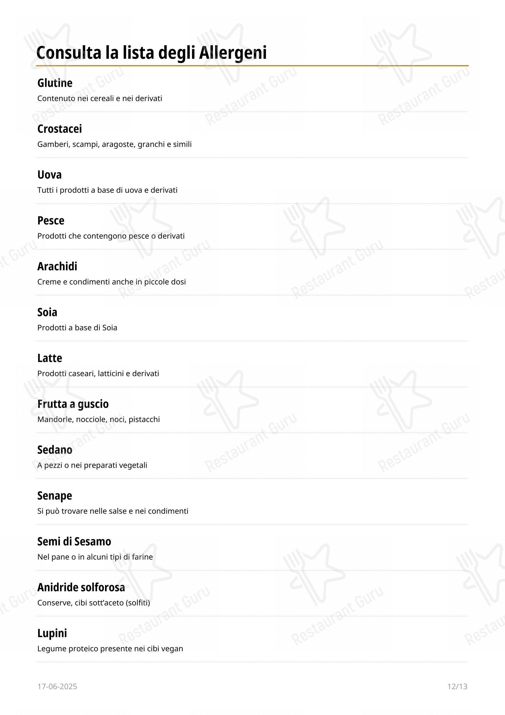 Deep Milano in Milano - Menu