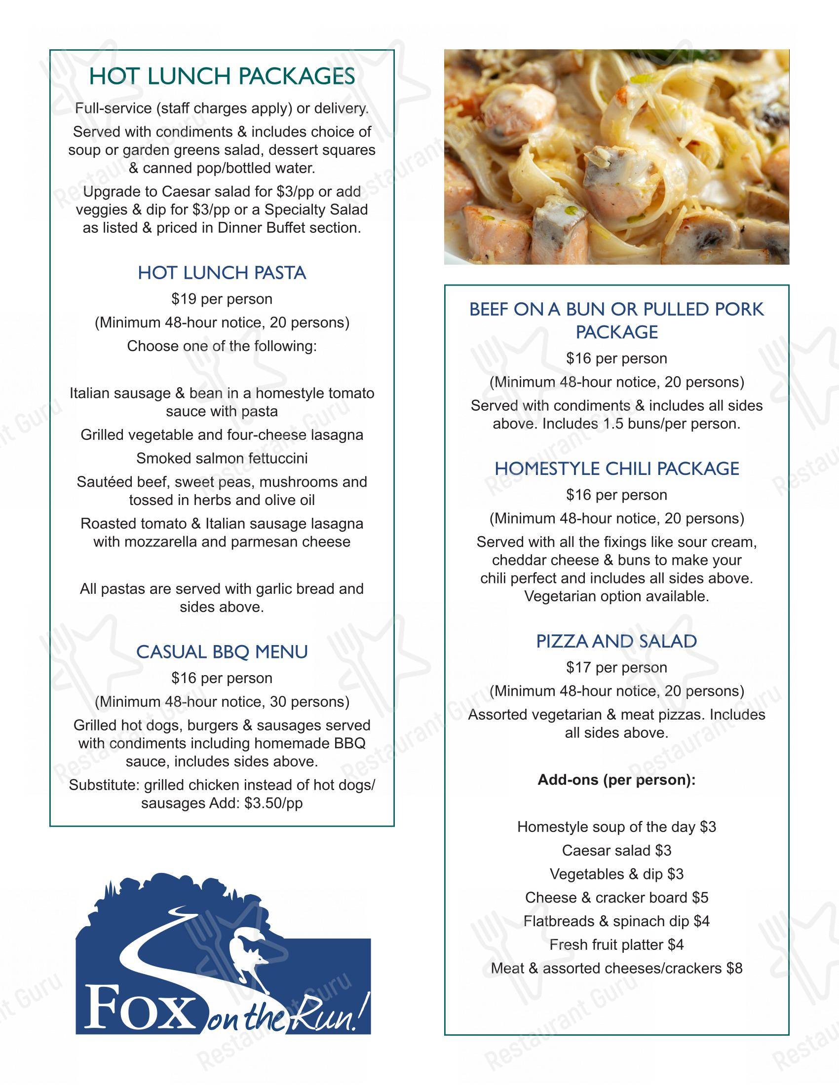 Menu pour Fox on the Run dans Thunder Bay