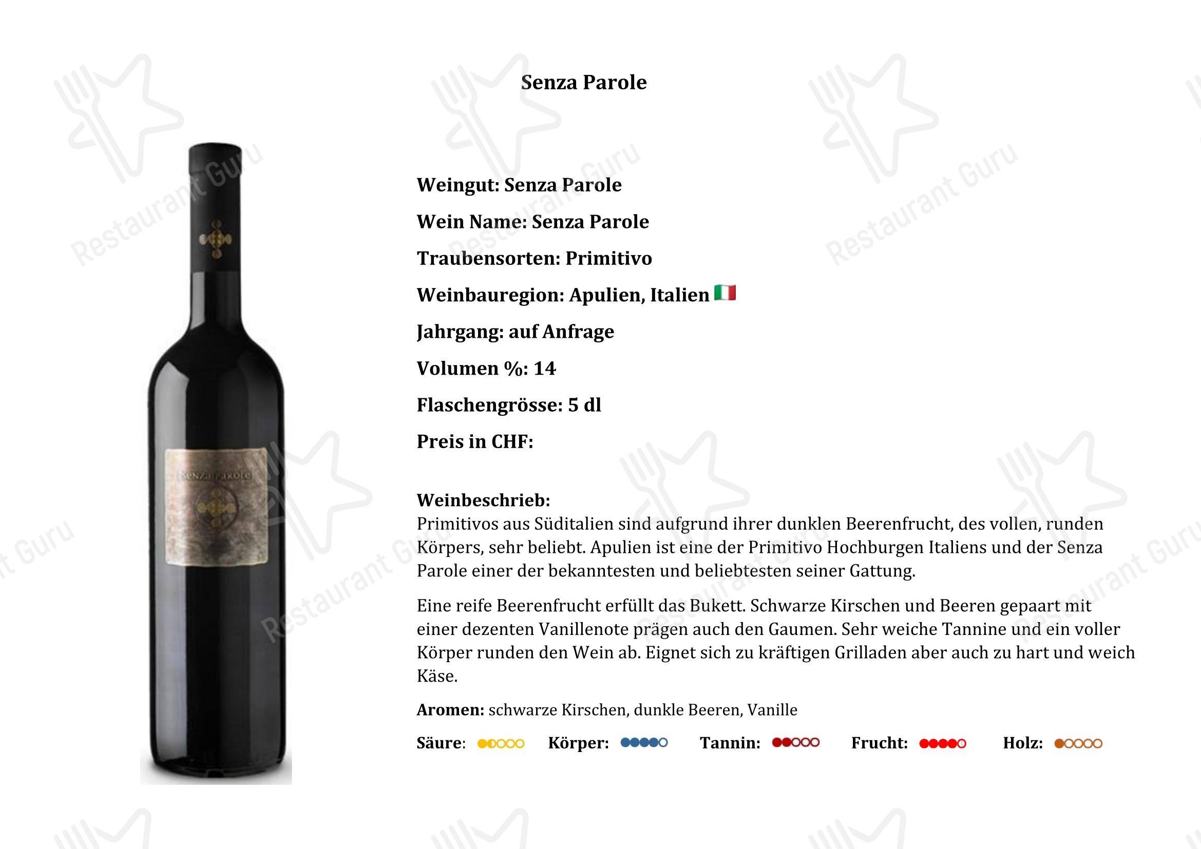 Коктейльная карта per Gasthaus Alp Scheidegg in Wald