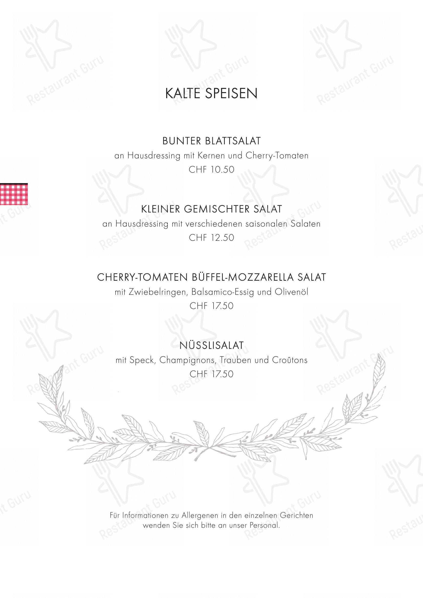 Menu bar per Gasthaus Alp Scheidegg in Wald