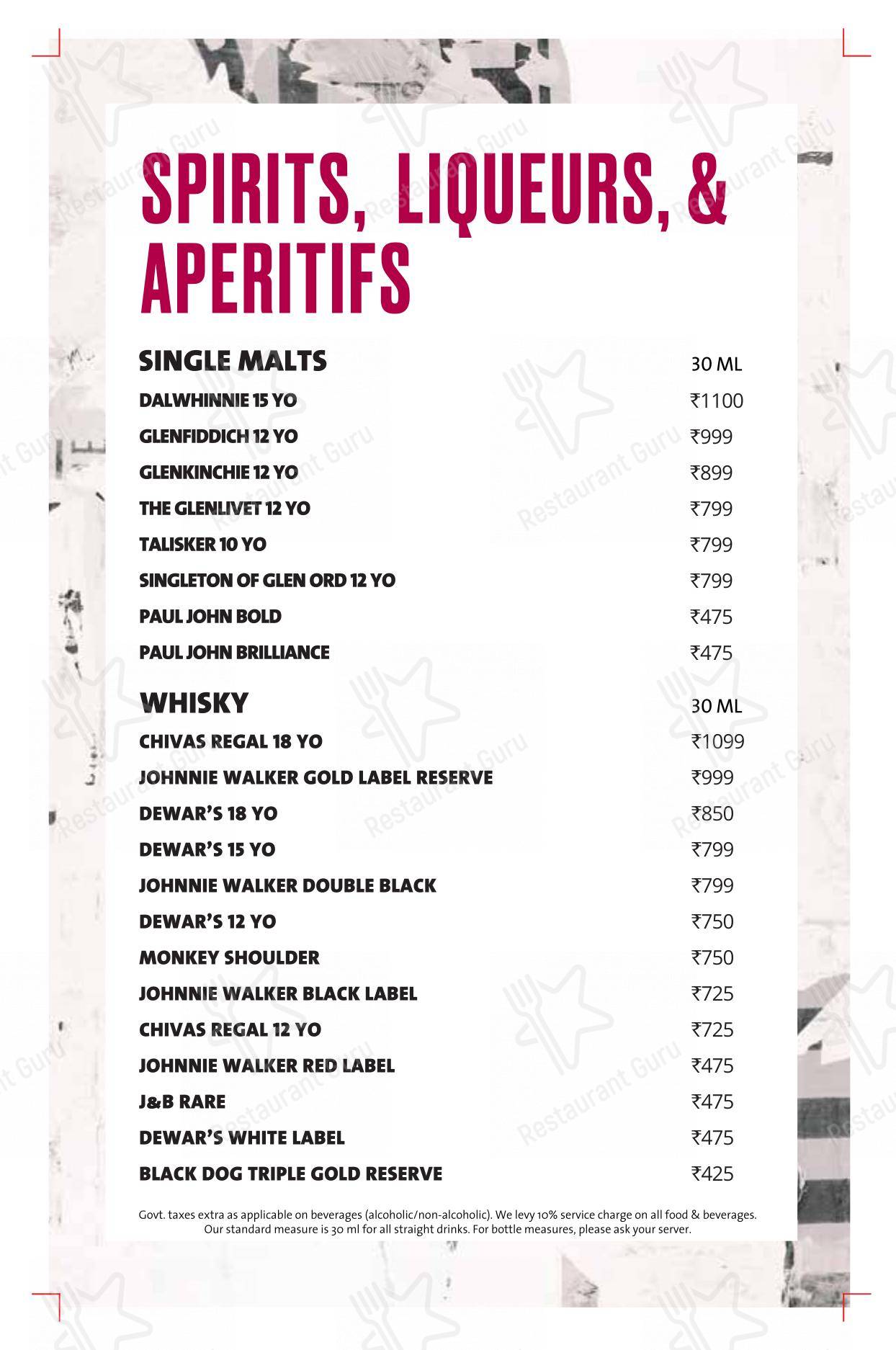 Menu for Hard Rock Cafe Whitefield in Bengaluru
