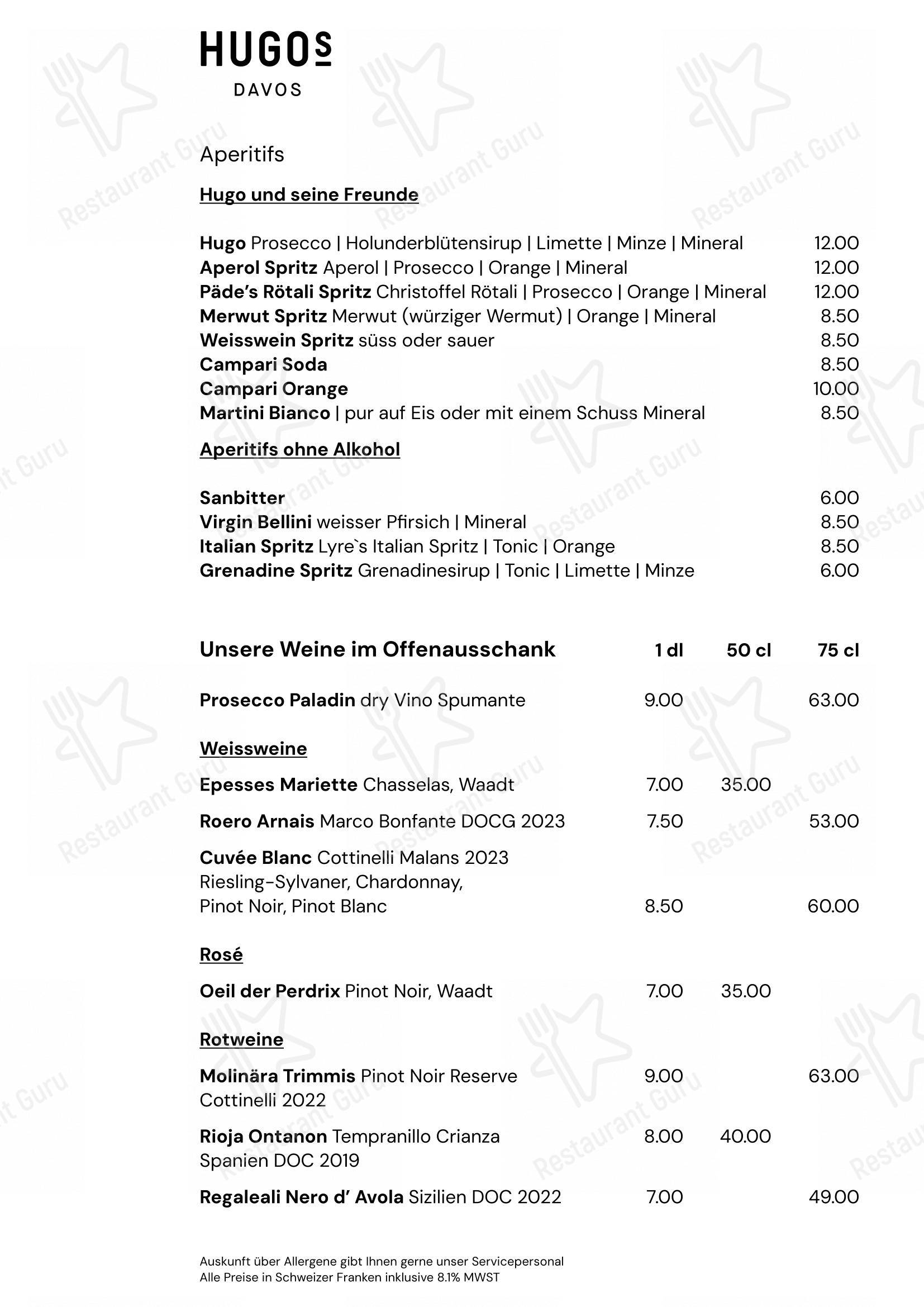 Крафт меню per HUGO's Davos in Davos