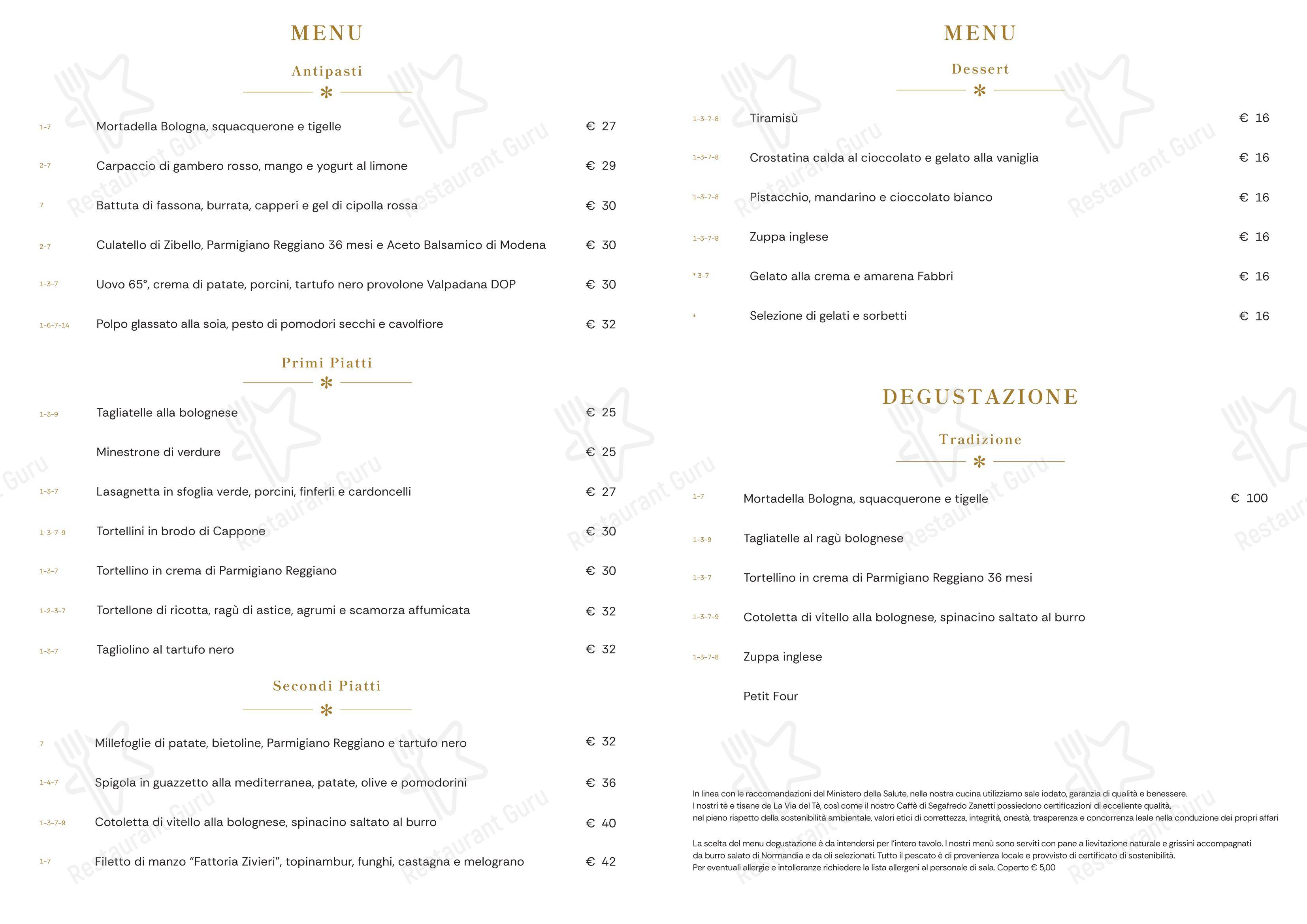 Menu di I Carracci - Основное меню