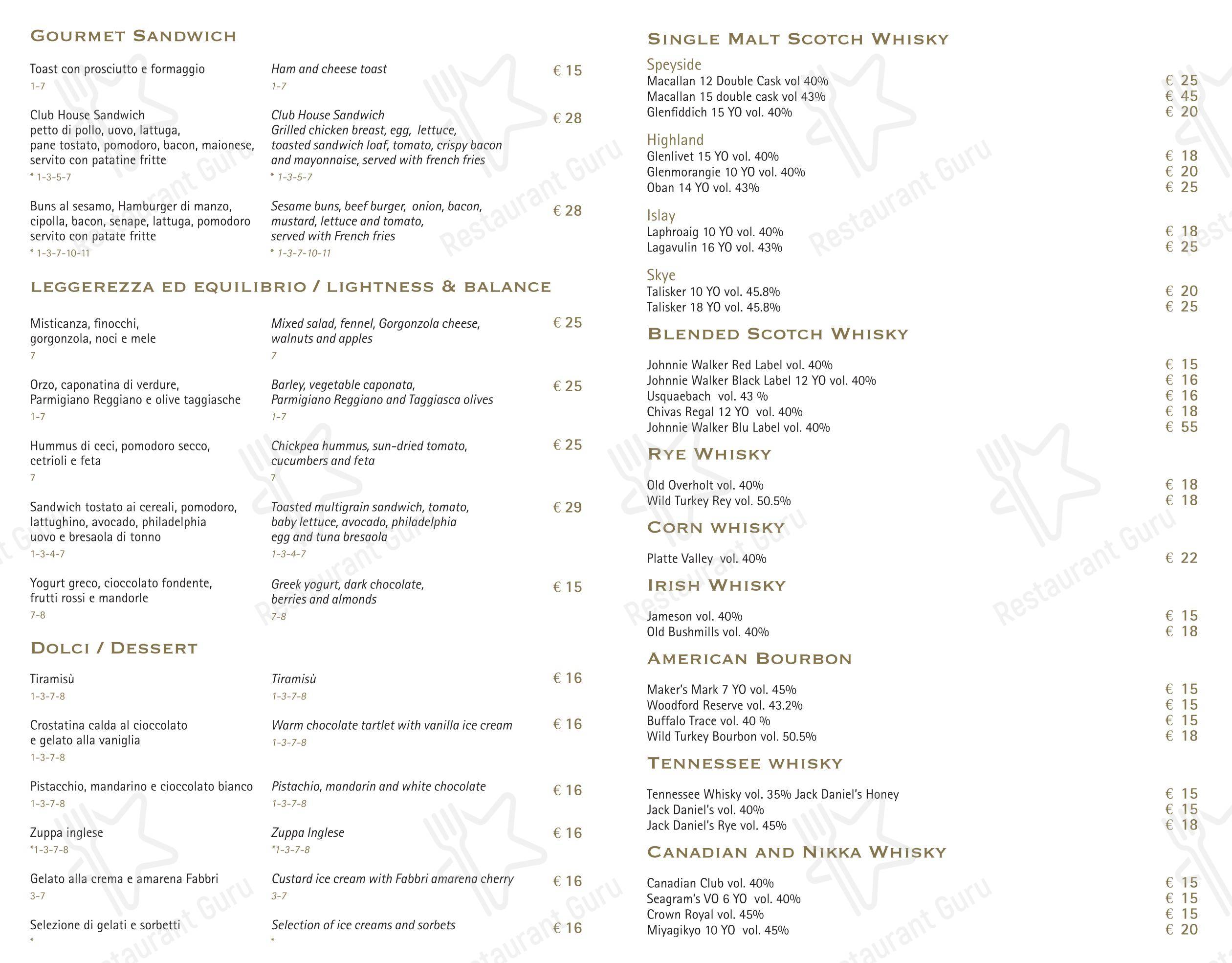 Menu di I Carracci - pasti e bevande