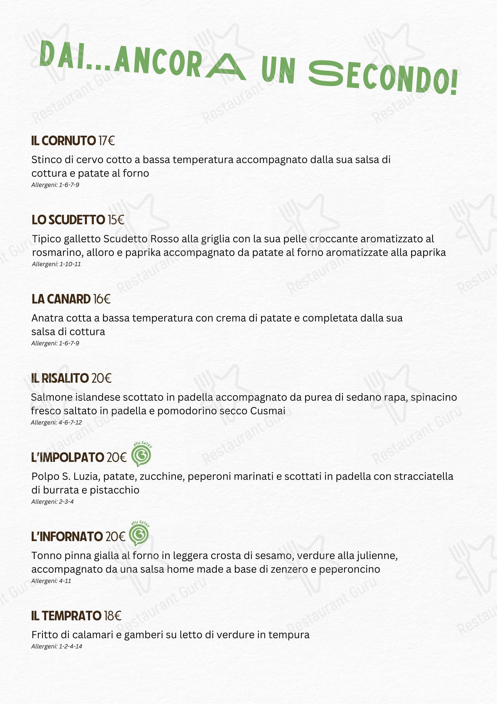 Menu per I Goliardi Roma ristorante