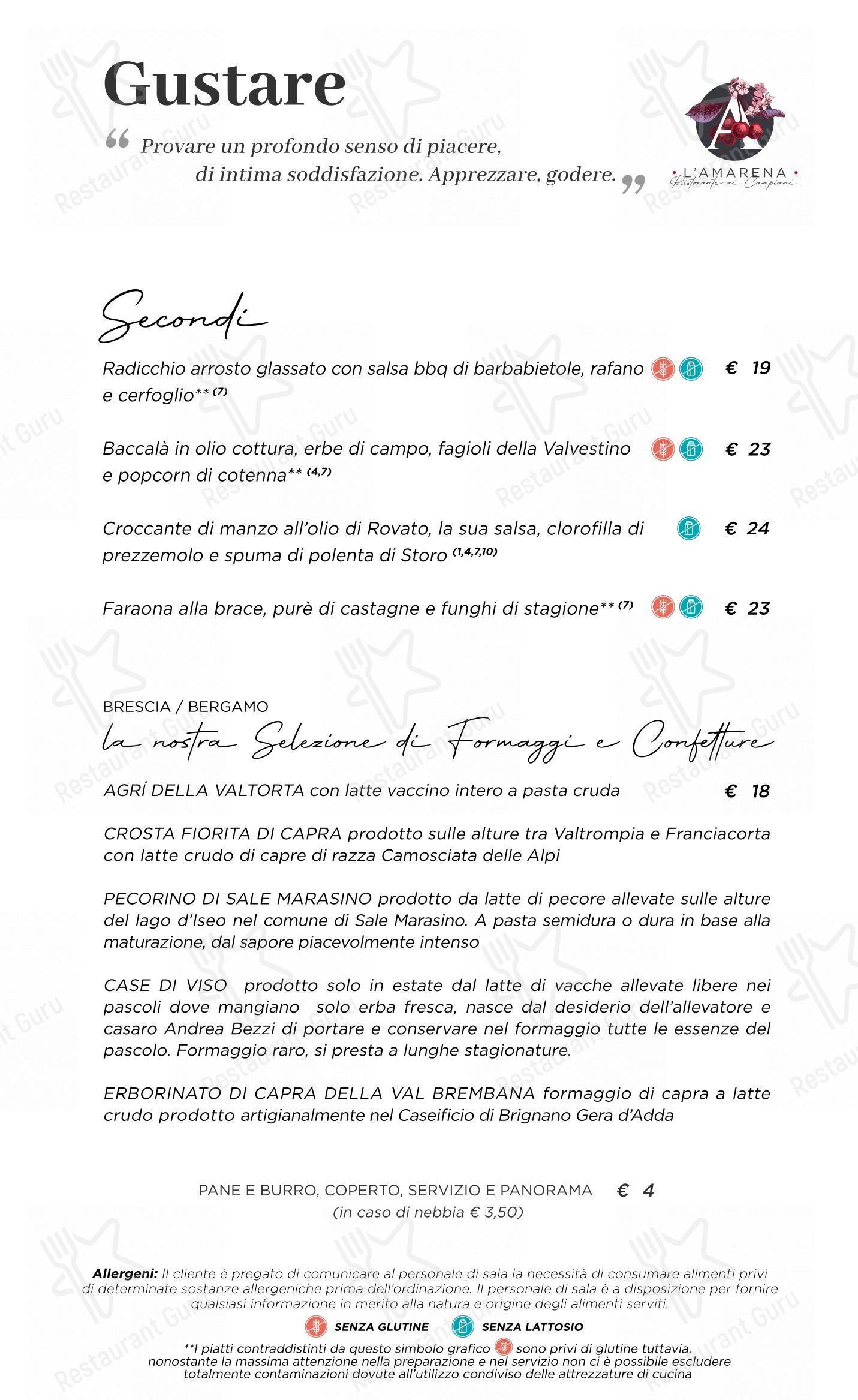 Menu di L'Amarena Ristorante ai Campiani - Menu