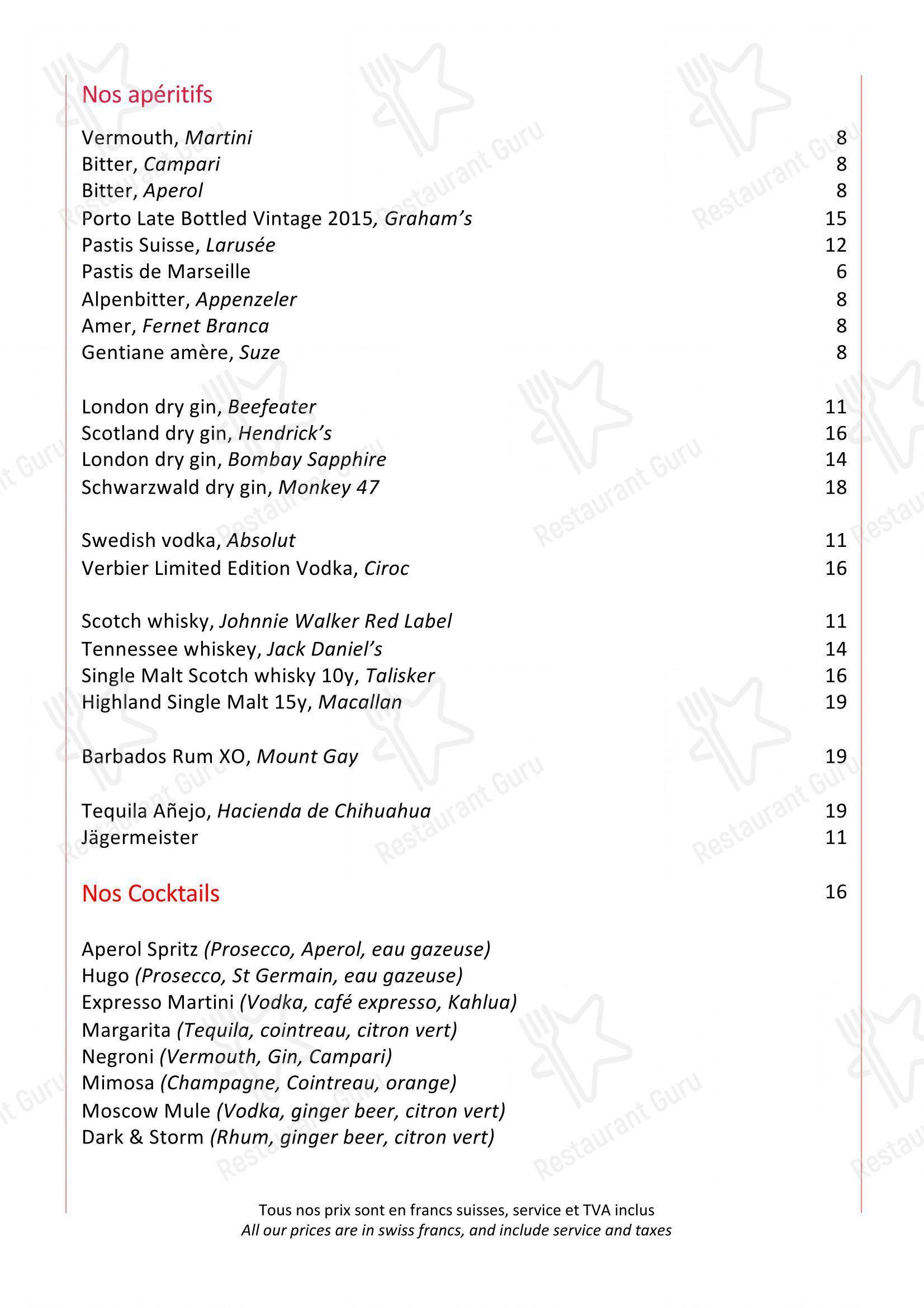 Menu bar per La Marlénaz ristorante