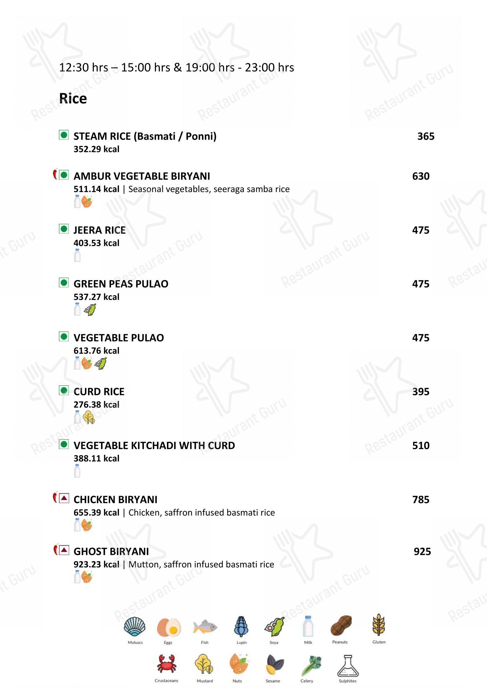 Menu for the Latitude Restaurant - Vivanta Coimbatore restaurant