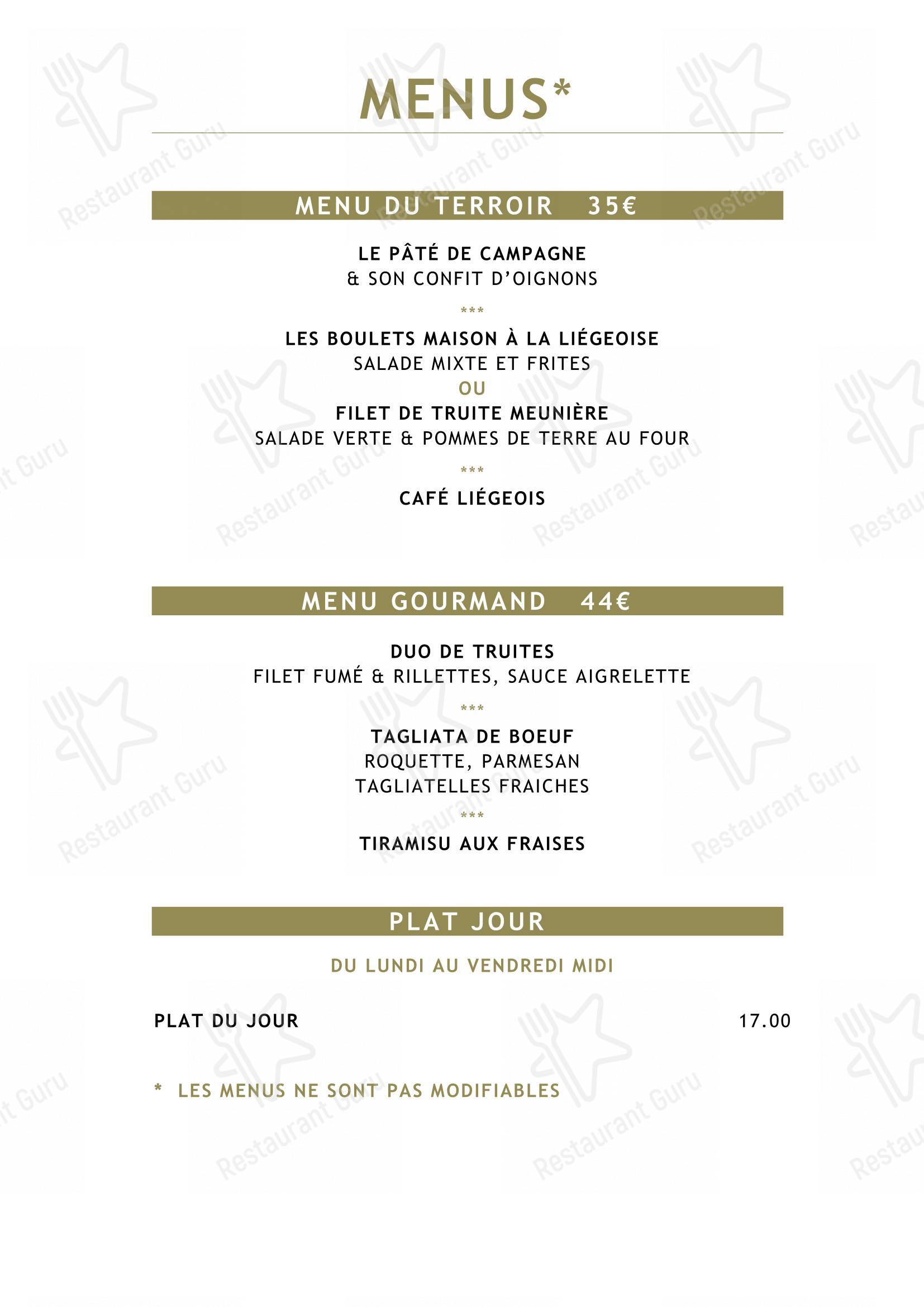 Menu pour Le Vert de Pommier - Lunch Menu