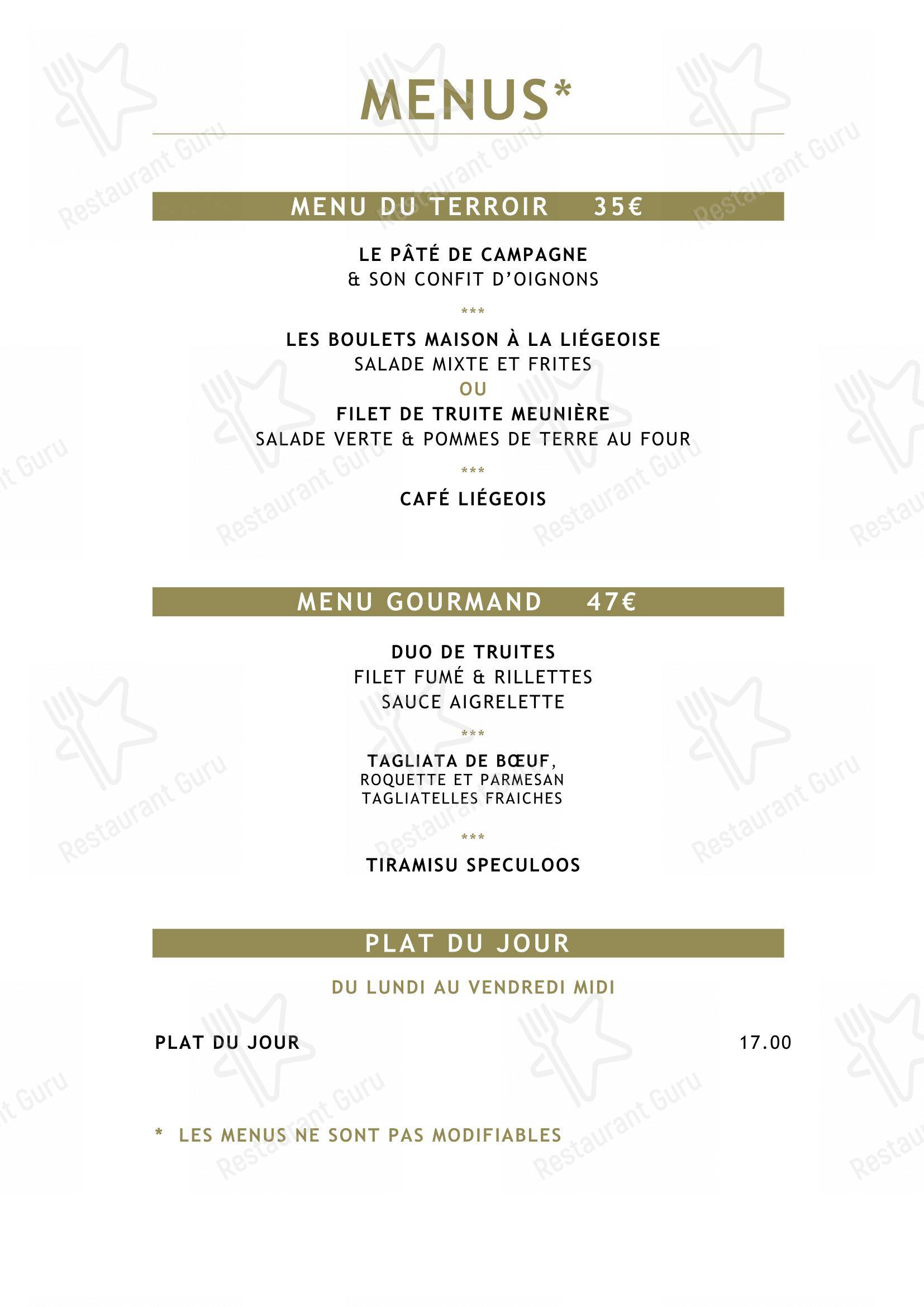 Le Vert de Pommier dans Stoumont - Menu bar