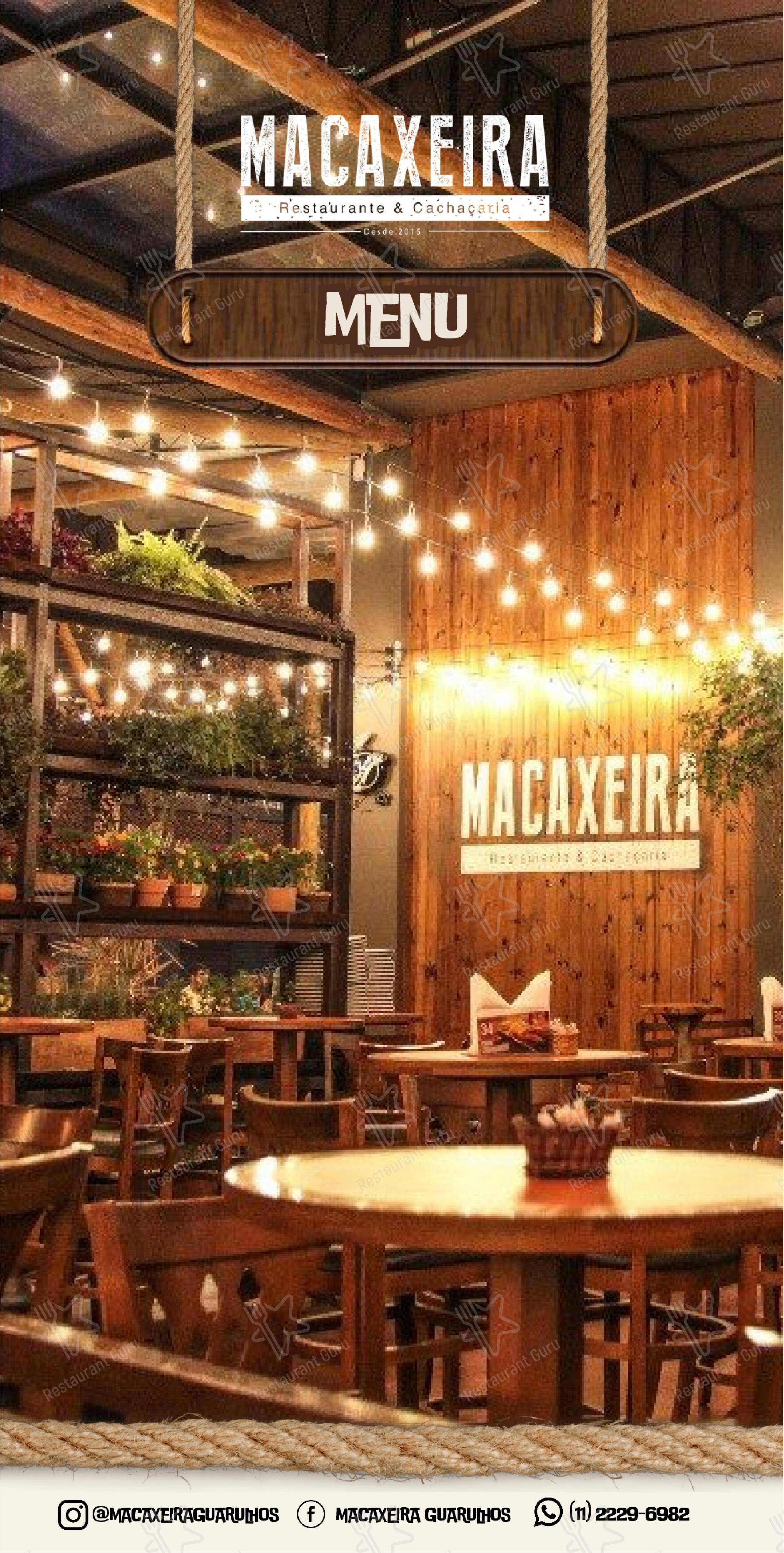 Menu bar para Macaxeira Restaurante & Cachaçaria restaurante