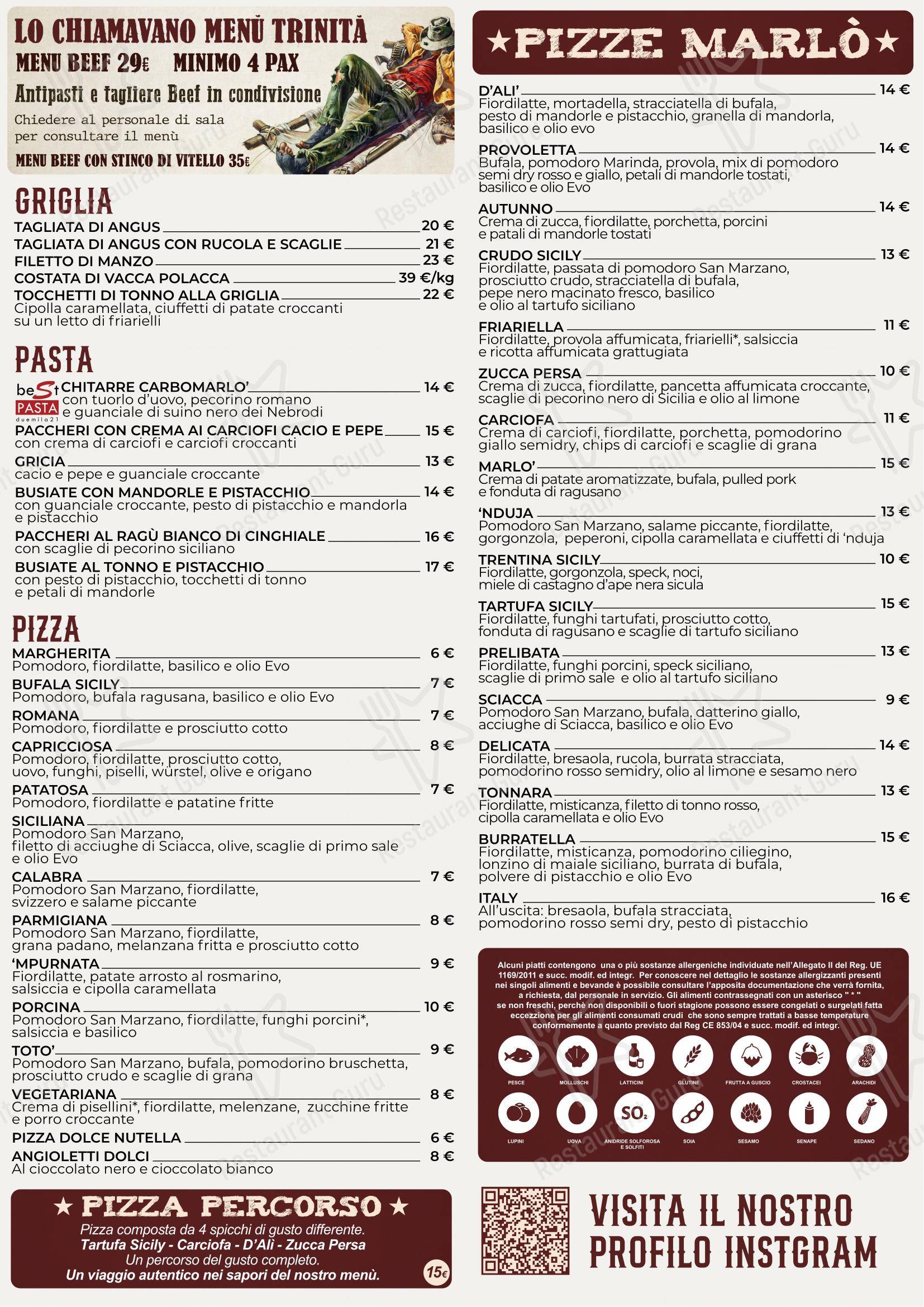Menu per Marlò Beef Bar ristorante