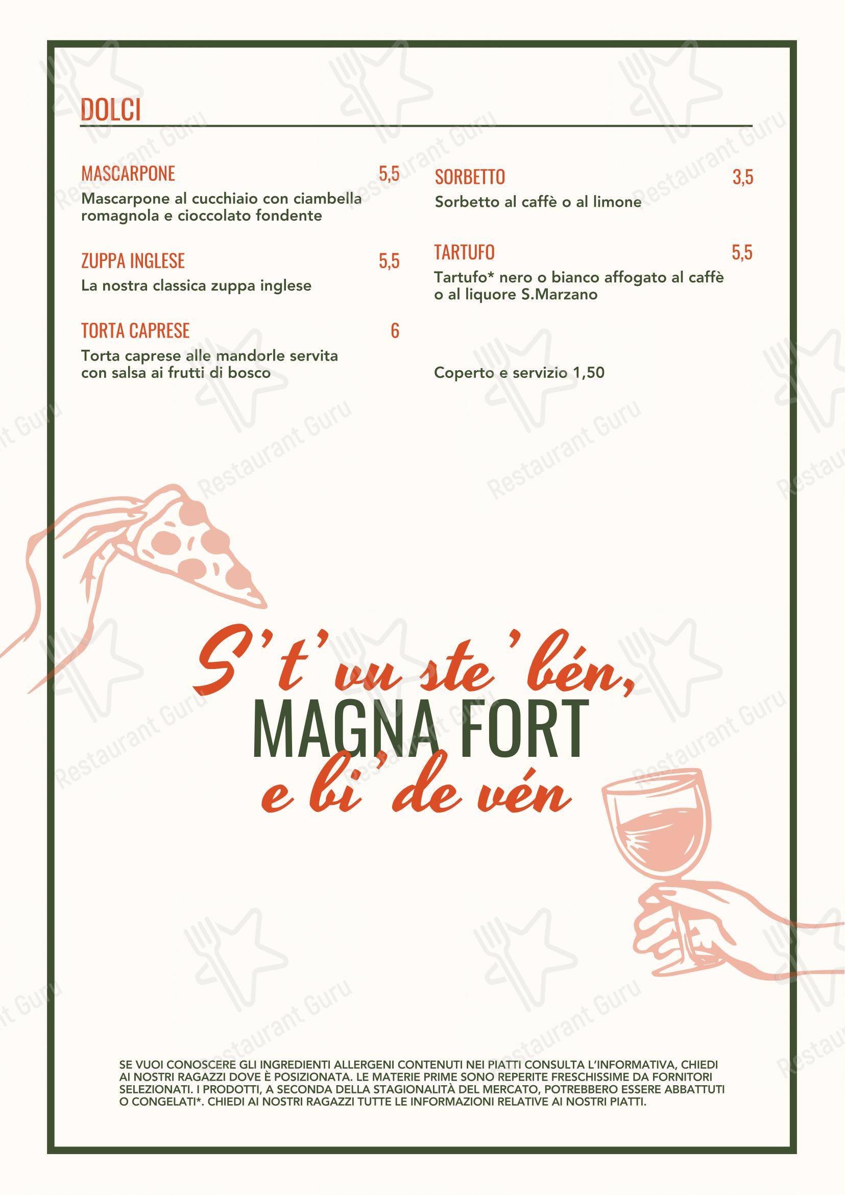 Menu di Martoranello - Ristorante Pizzeria - Menu bar