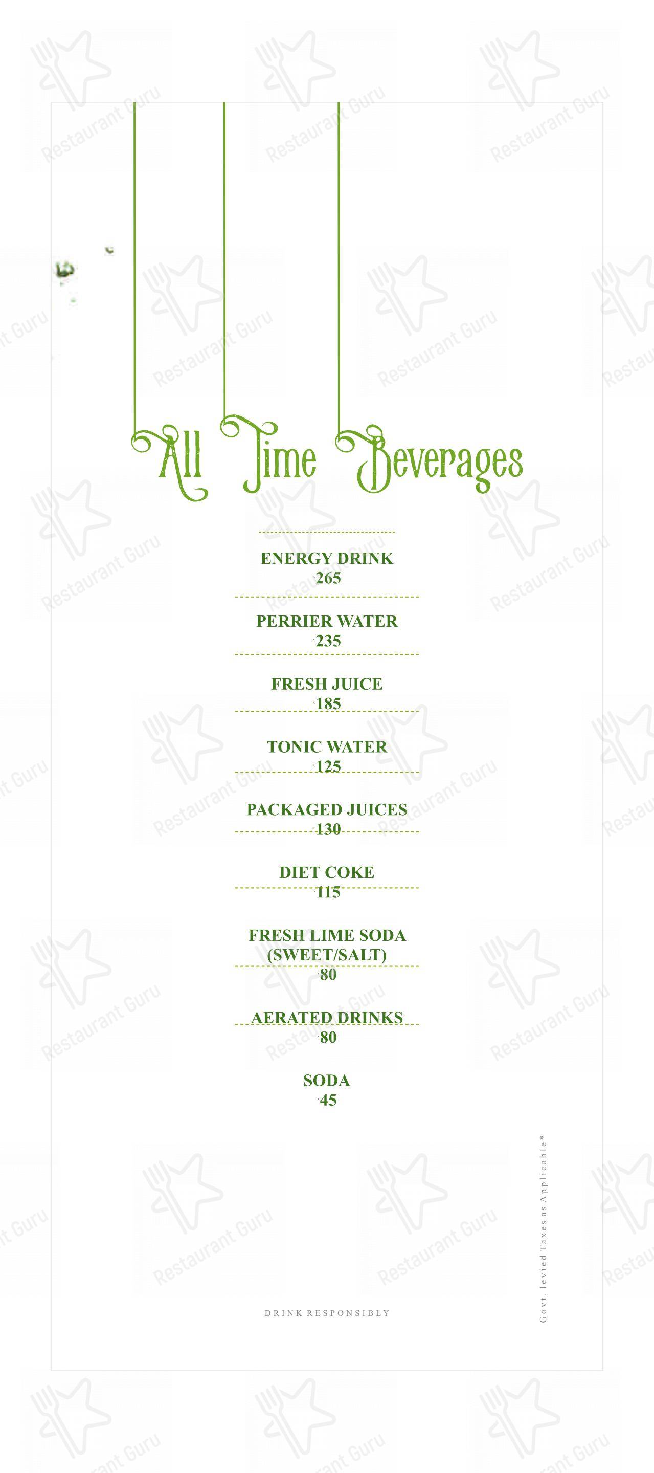 Menu bar for the Portico Restaurant restaurant