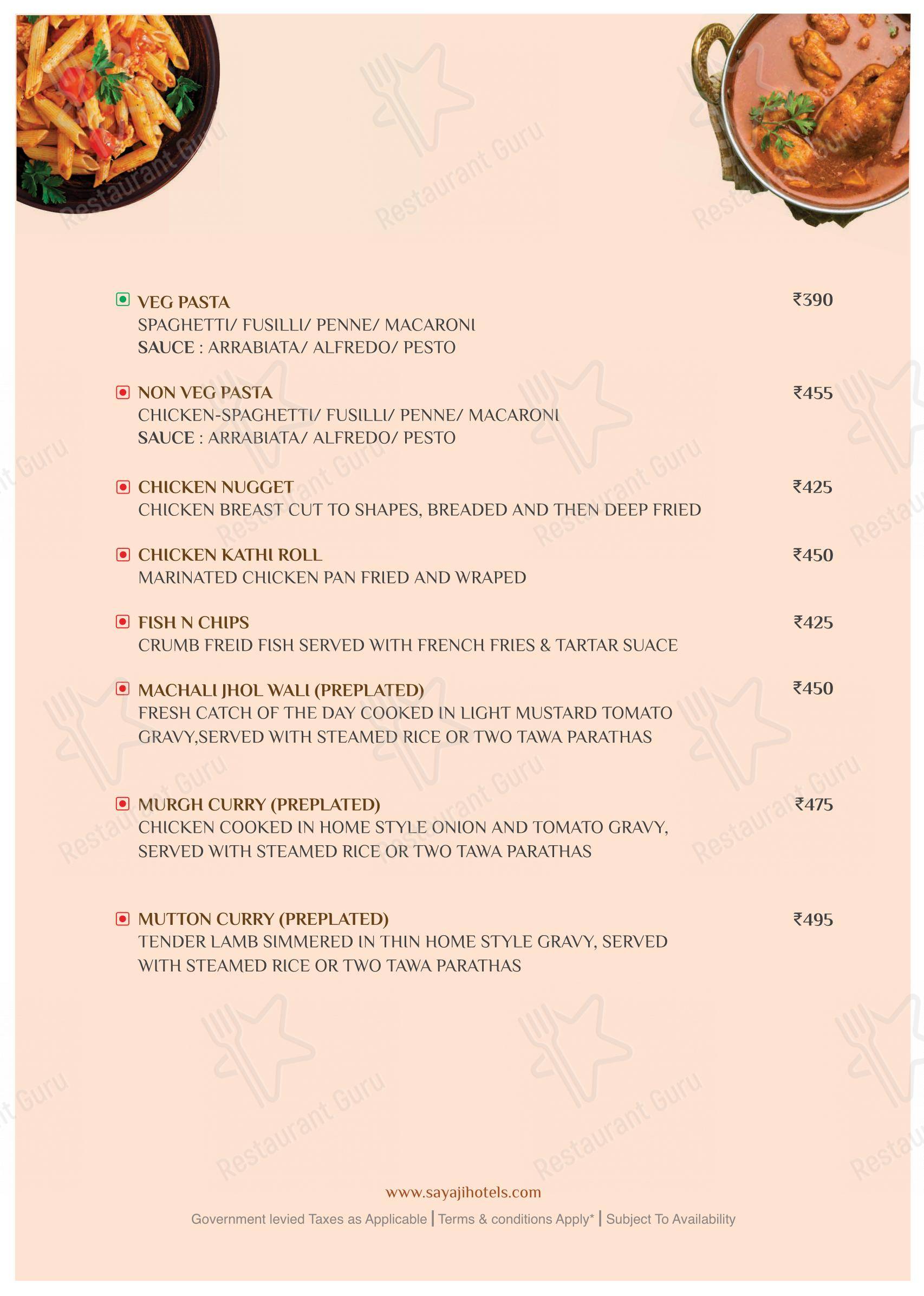 Portico Restaurant in Pune - 菜单