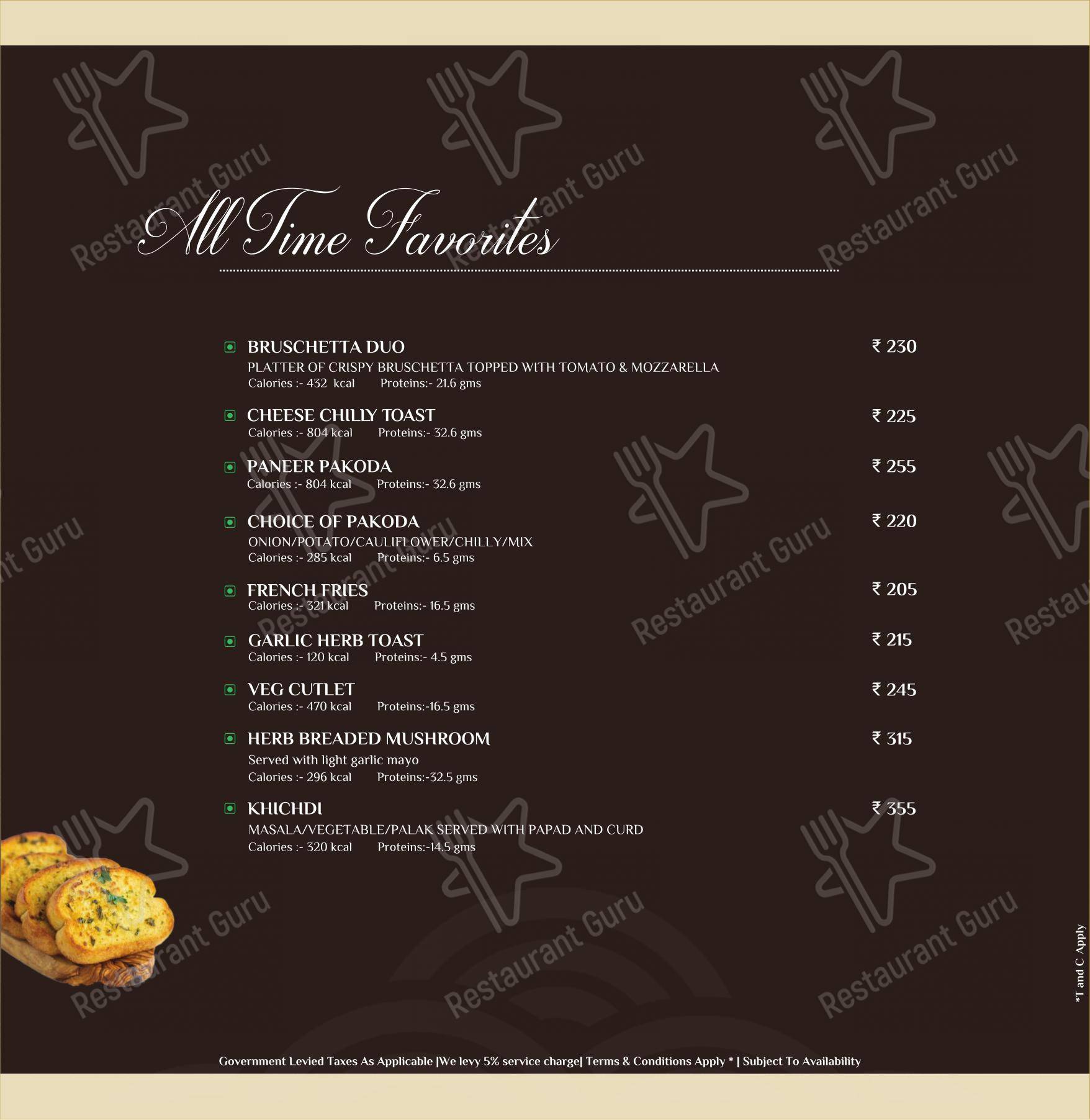 Menu for the Portico Restaurant restaurant