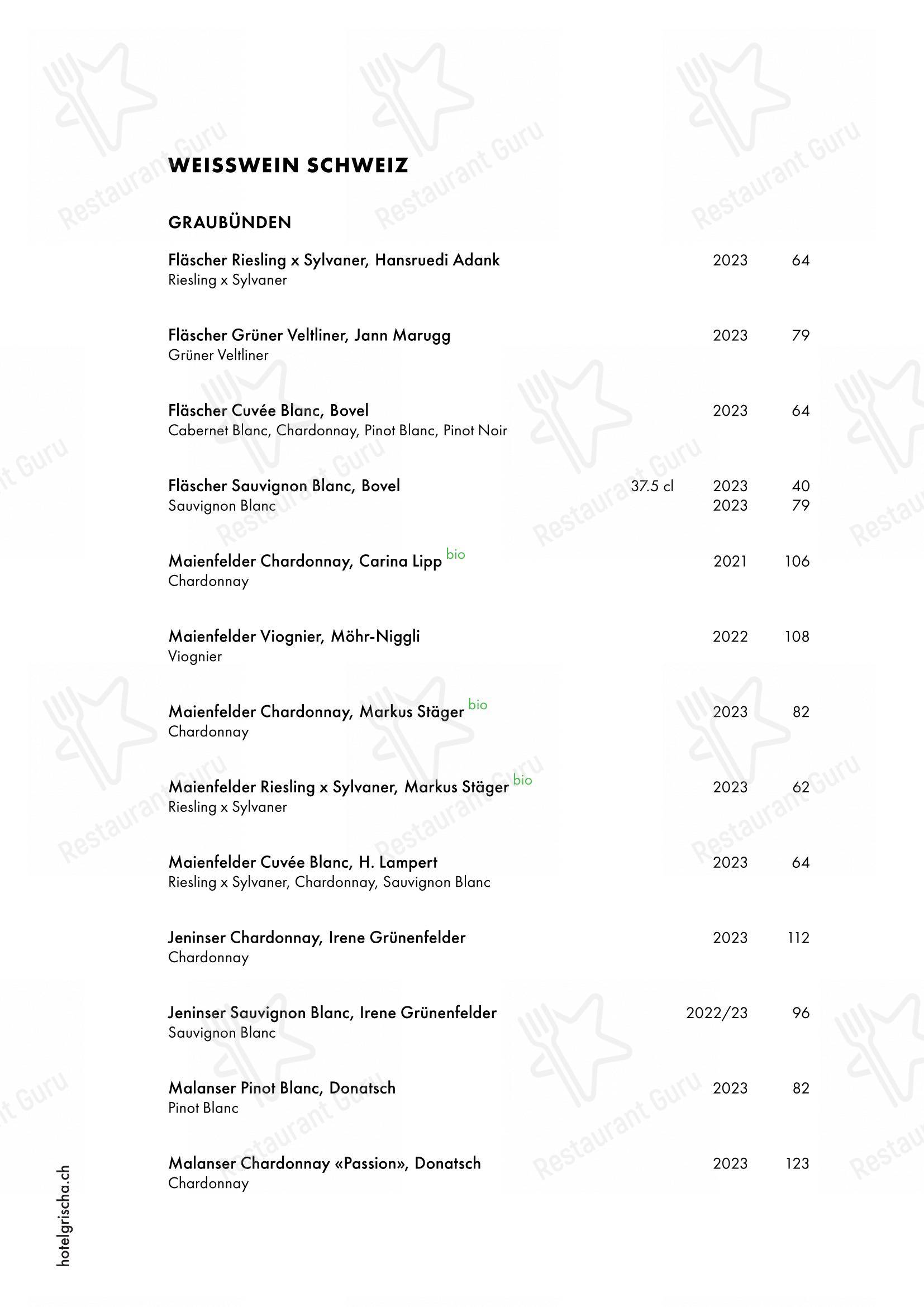 Pulsa Fonduestube in Davos - Menu bar