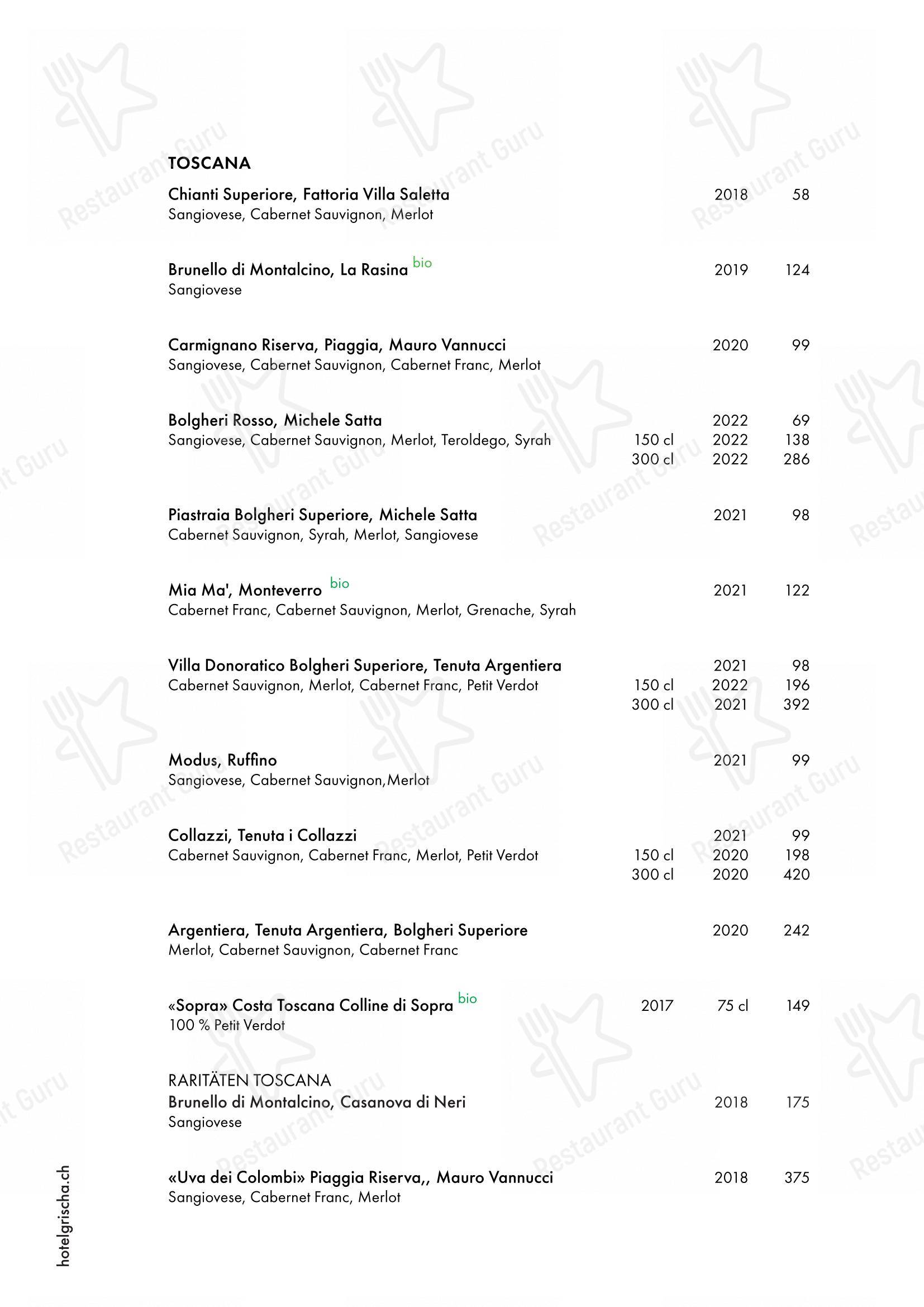 Pulsa Fonduestube in Davos - Menu bar