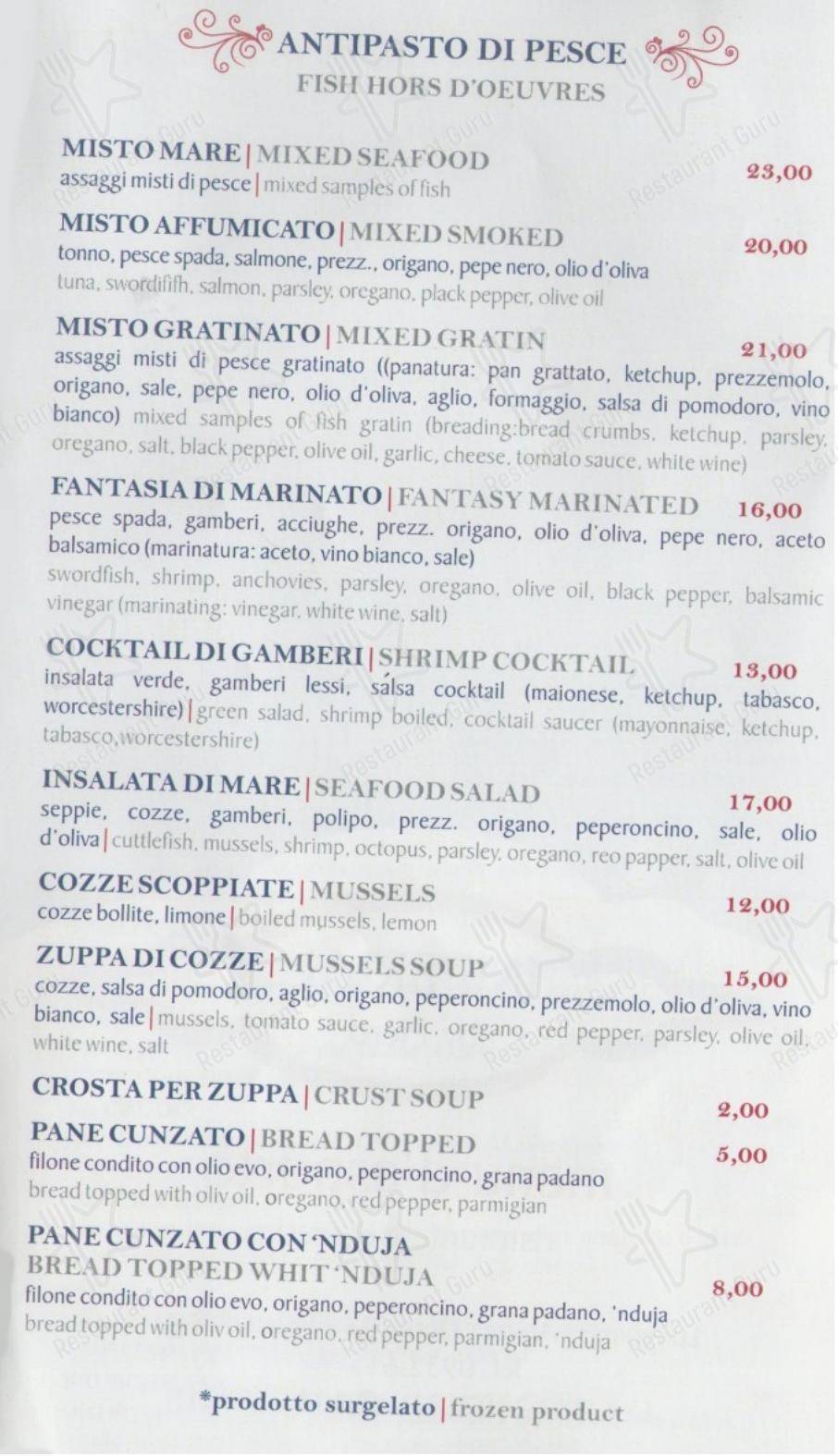 Menu bar per Ristorante Imperial in Marina di Ragusa